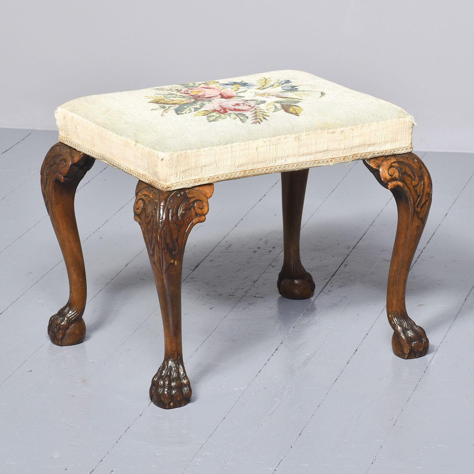 George II Style Needlepoint Stool c.1890 (1 of 7)