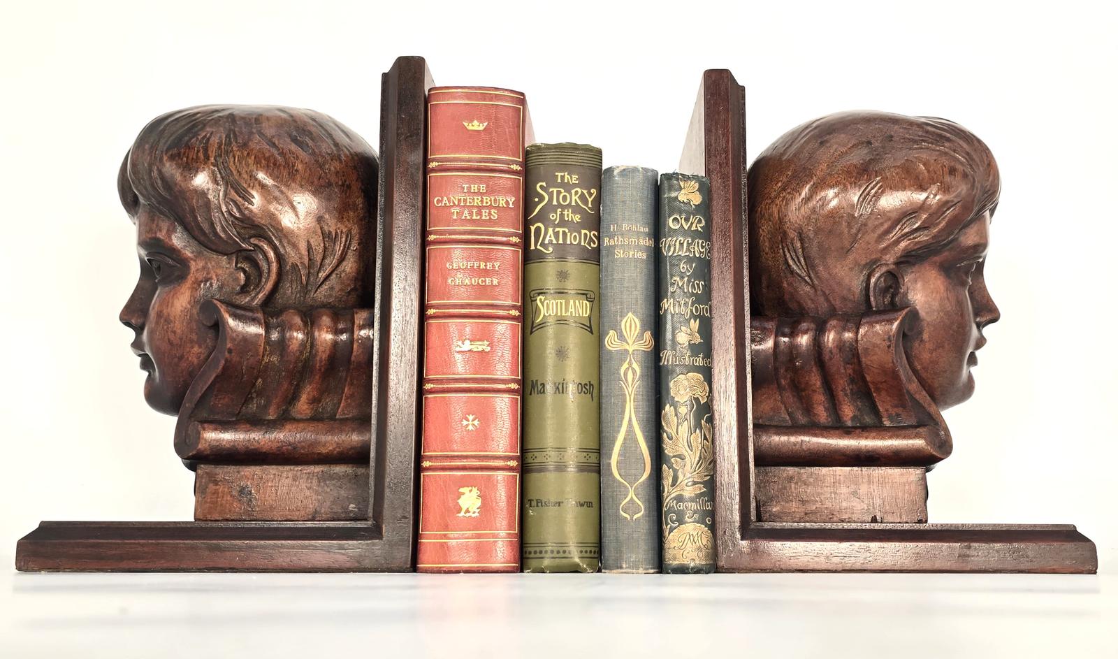 Pair of Ecclesiastical Choir Boy Carved Mahogany Library Bookends c.1860 (1 of 15) Pair of Ecclesiastical Choir Boy Carved Mahogany Library Bookends c.1860 (1 of 15)