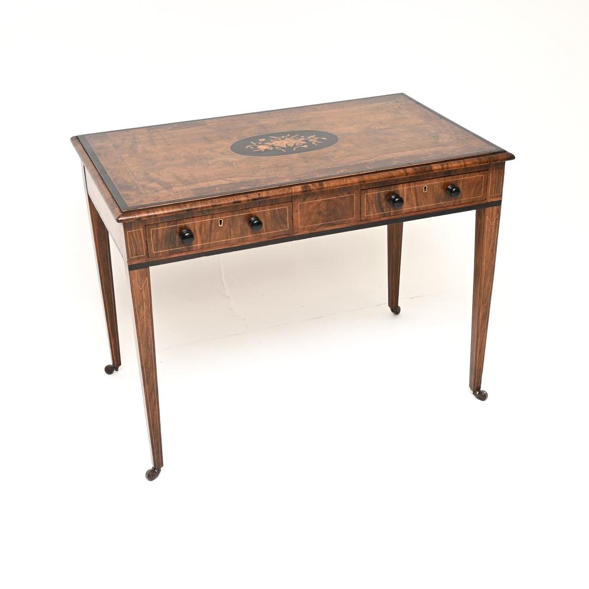 Antique Victorian Inlaid Walnut Writing Table / Desk (1 of 10) Antique Victorian Inlaid Walnut Writing Table / Desk (1 of 10)