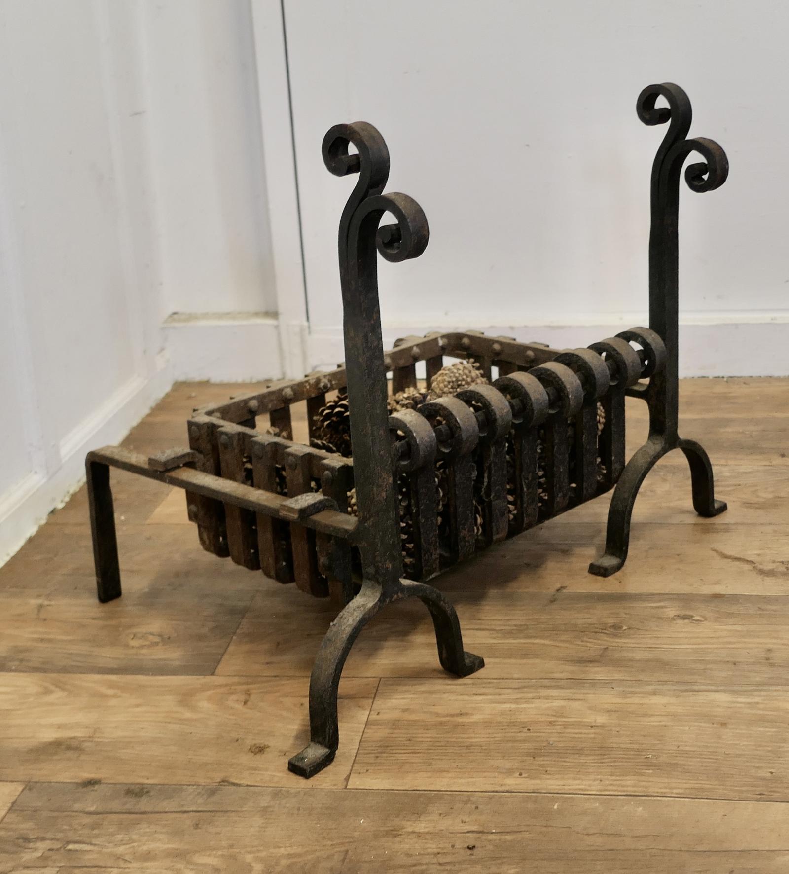 19th Century Inglenook Fire Grate on Andirons (1 of 6)