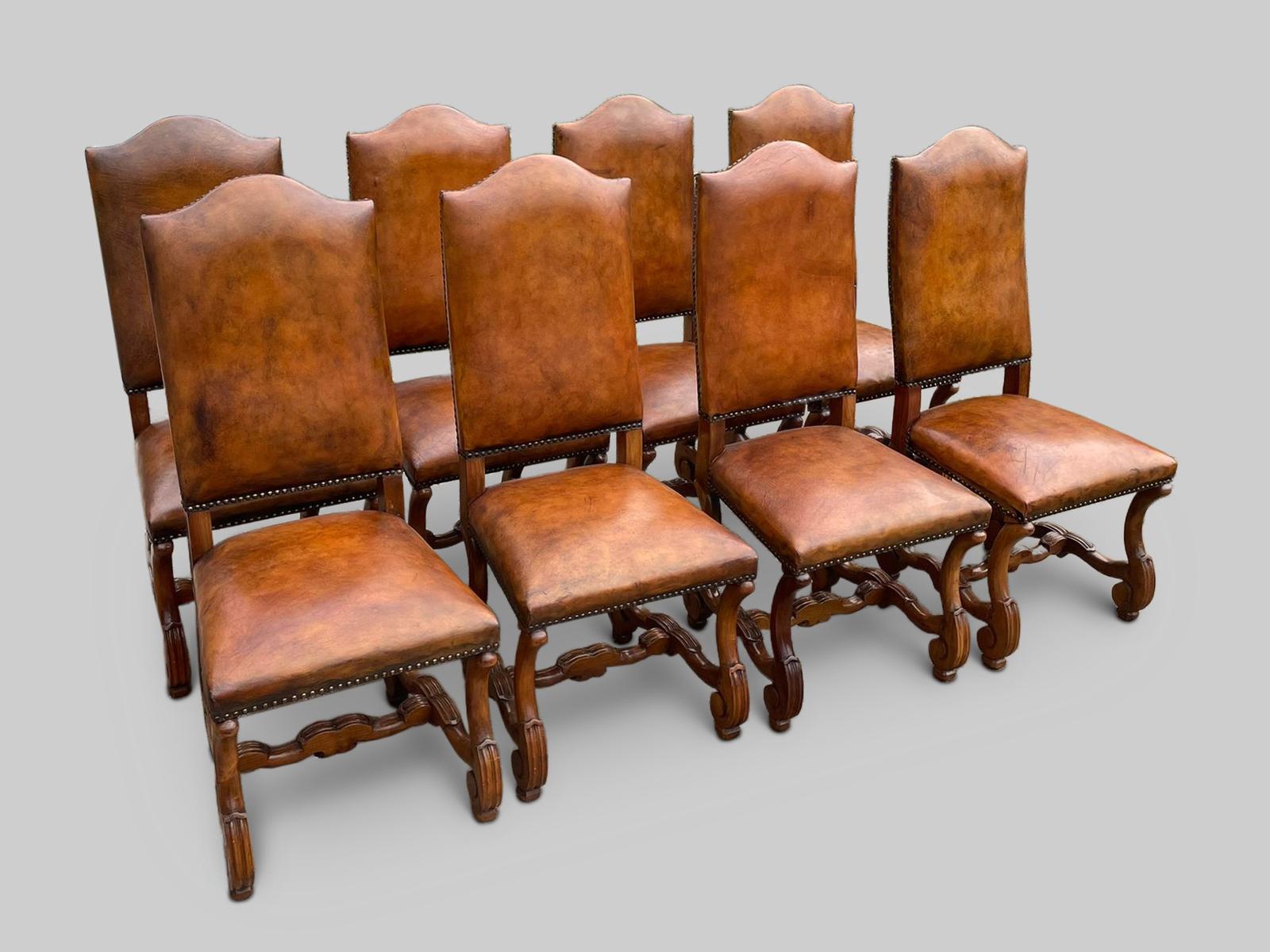 Set Of 8 Hand Stained Leather Dining Chairs (1 of 7) Set Of 8 Hand Stained Leather Dining Chairs (1 of 7)
