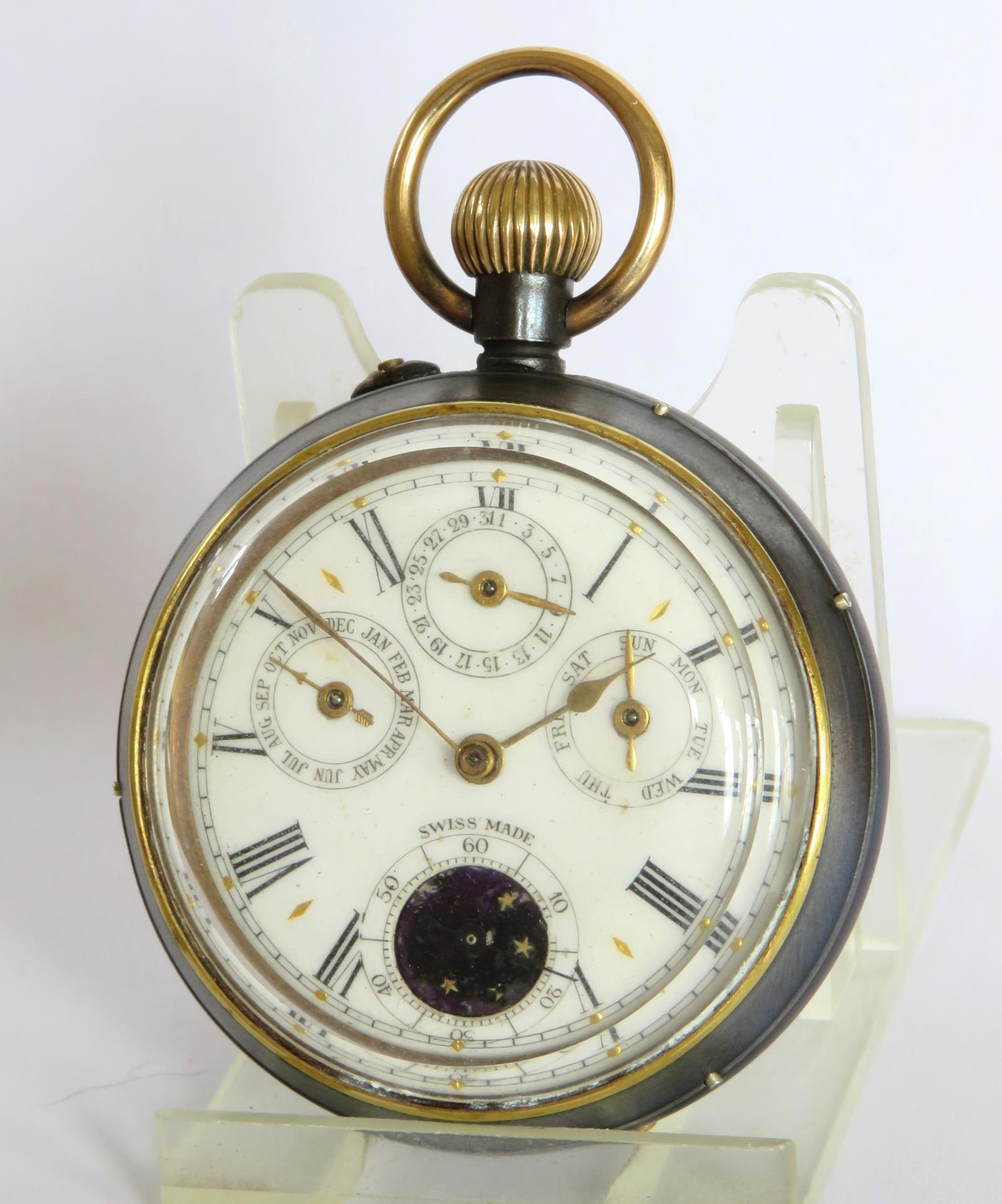 Pocket Watch: Antique Gun Metal Calendar Pocket Watch (1 of 5)