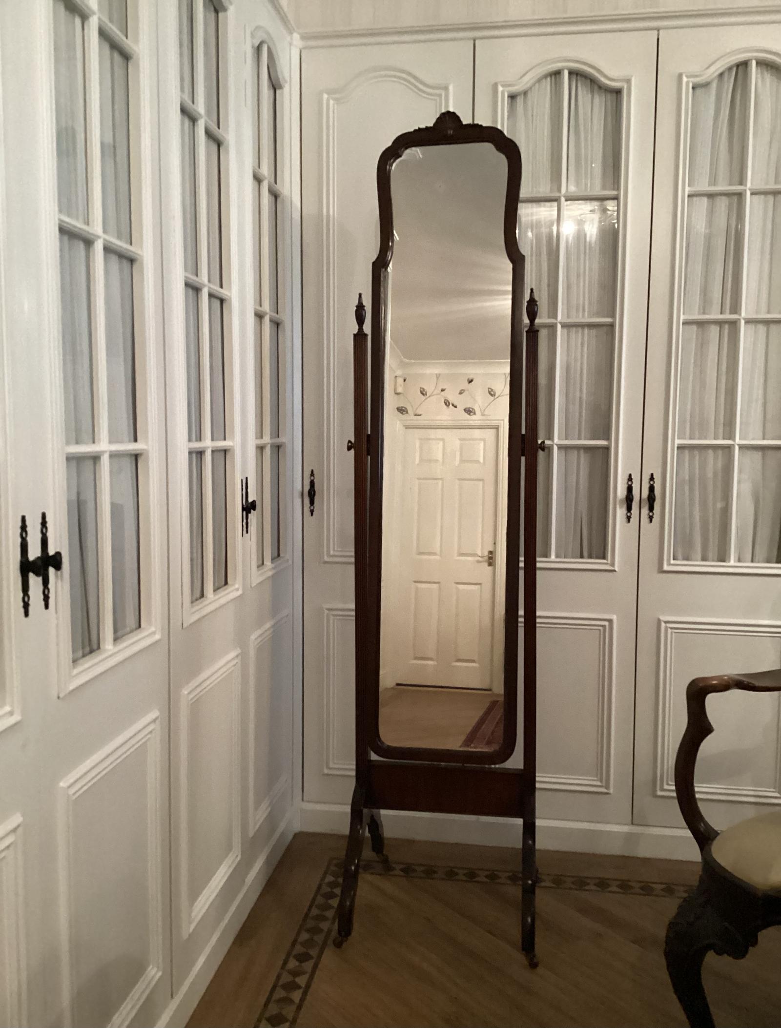 Mahogany Cheval Mirror - Height 182cms (1 of 2)