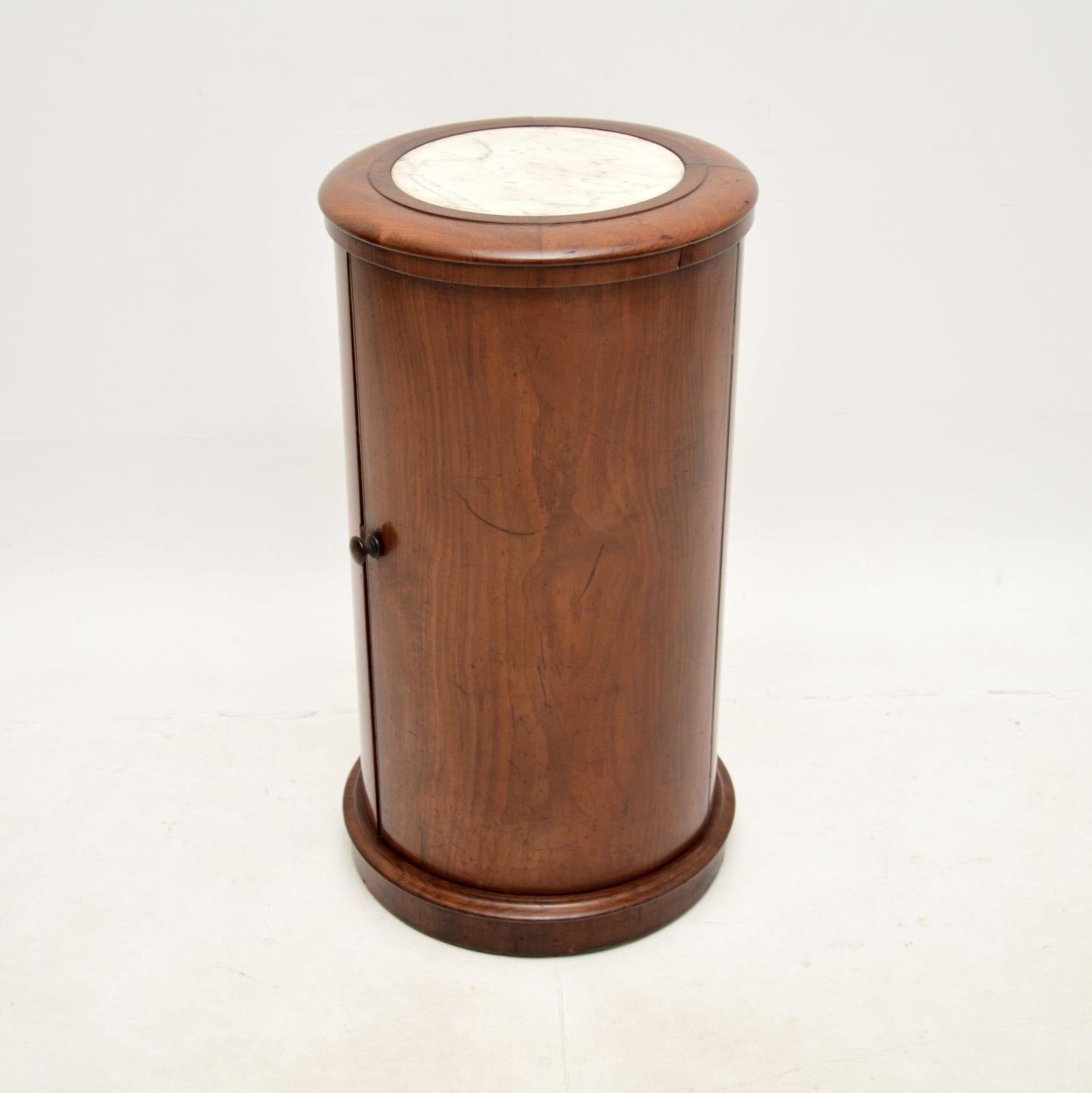Antique Victorian Marble Top Mahogany Cylinder Pedestal Cabinet (1 of 9) Antique Victorian Marble Top Mahogany Cylinder Pedestal Cabinet (1 of 9)