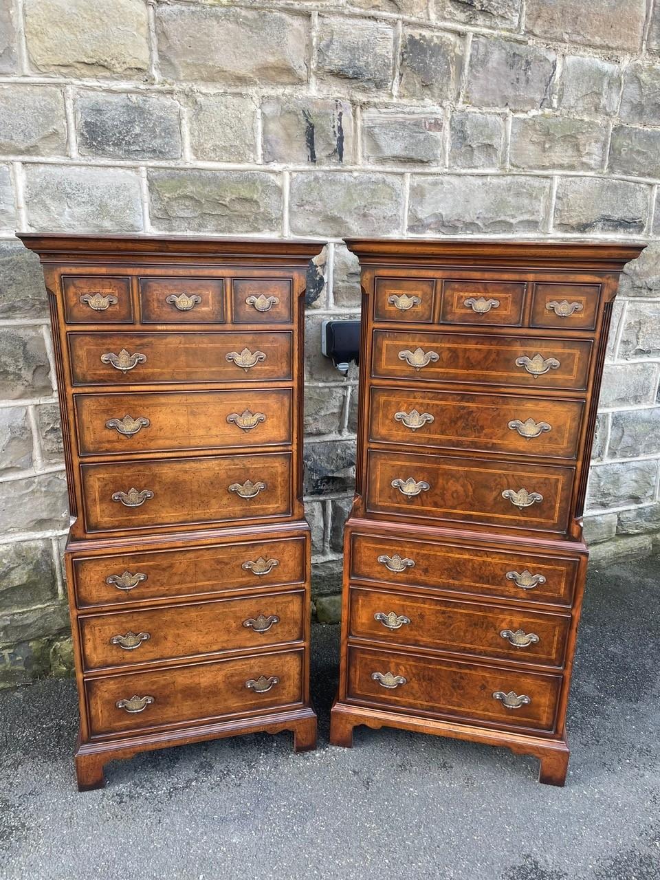 Pair Quality Inlaid Burr Walnut Chest On Chest Tallboy (1 of 14) Pair Quality Inlaid Burr Walnut Chest On Chest Tallboy (1 of 14)