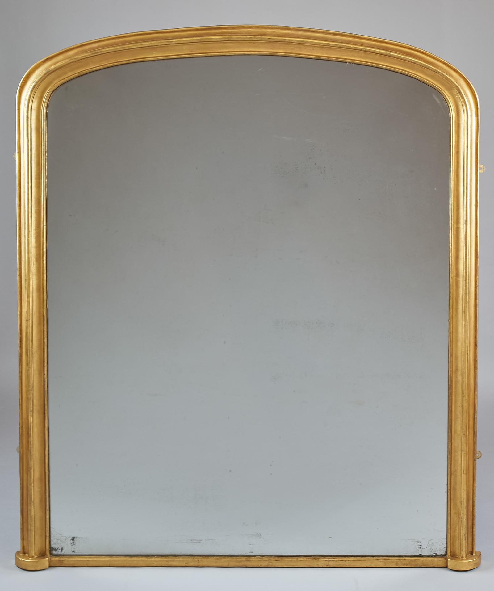 Large 19th Century English Victorian Gilt Archtop Overmantle Mirror (1 of 6)