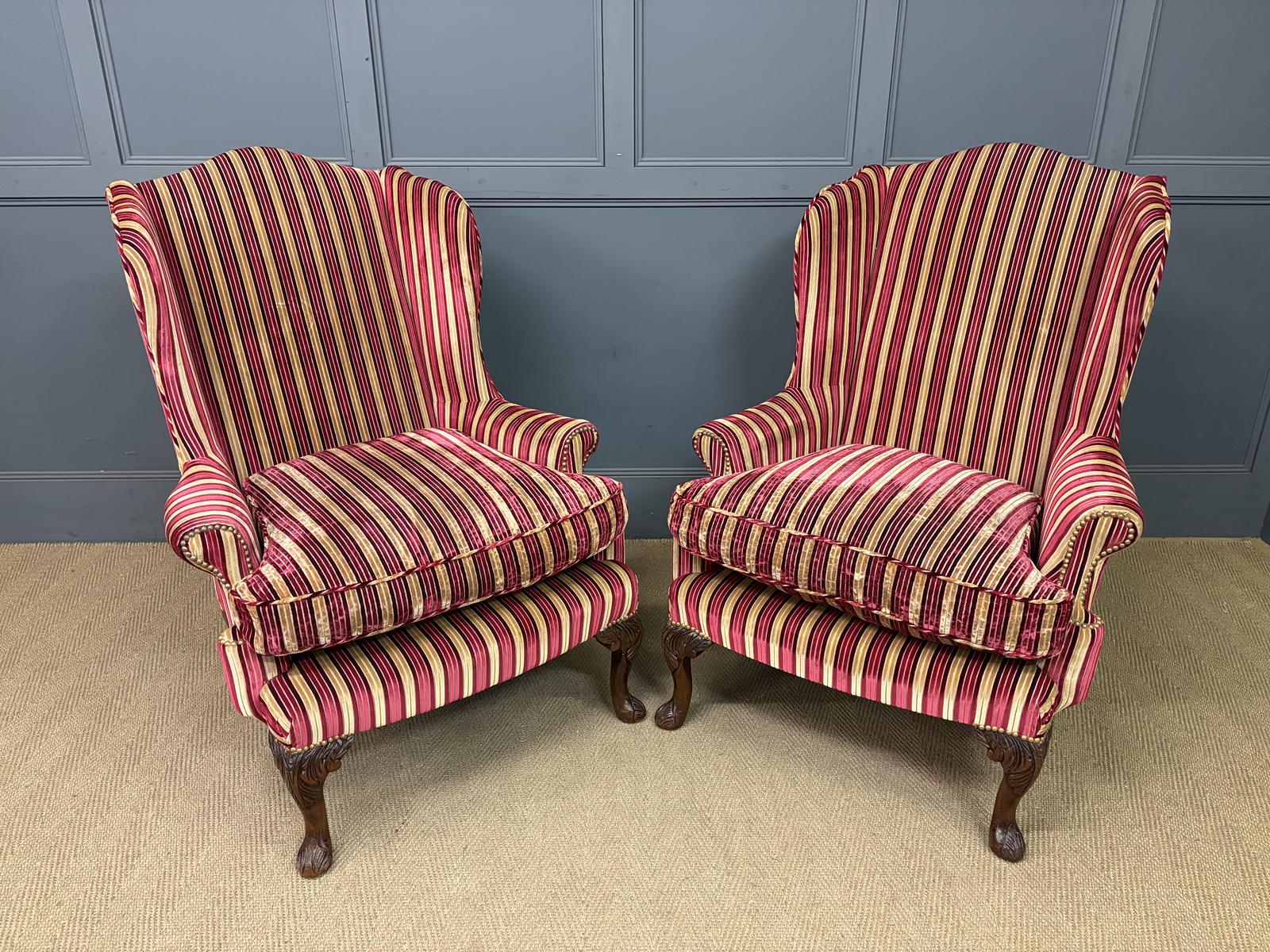 Pair of Upholstered Wing Armchairs (1 of 16) Pair of Upholstered Wing Armchairs (1 of 16)
