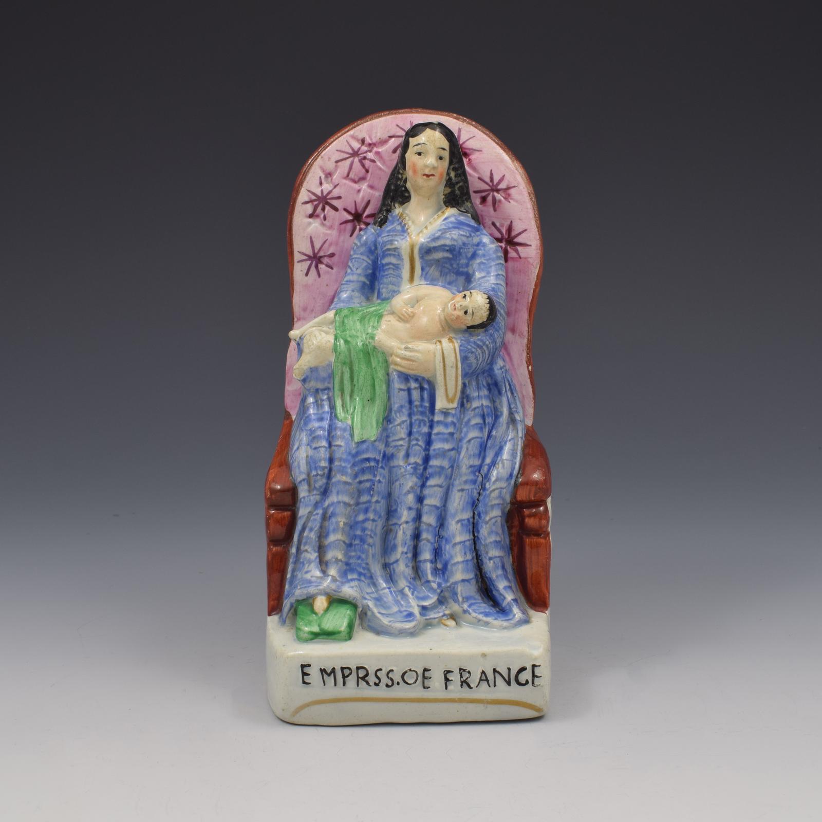 Unusual Staffordshire Figure Eugenie Empress Of France & Baby Prince Imperial (1 of 15)