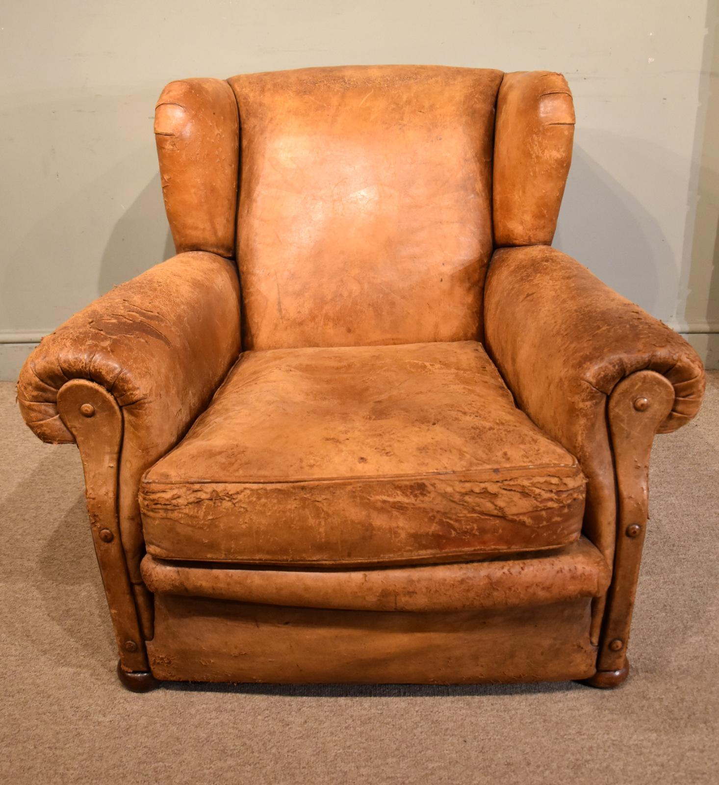 1930s Sheeps Hide Leather Club Chair (1 of 7)