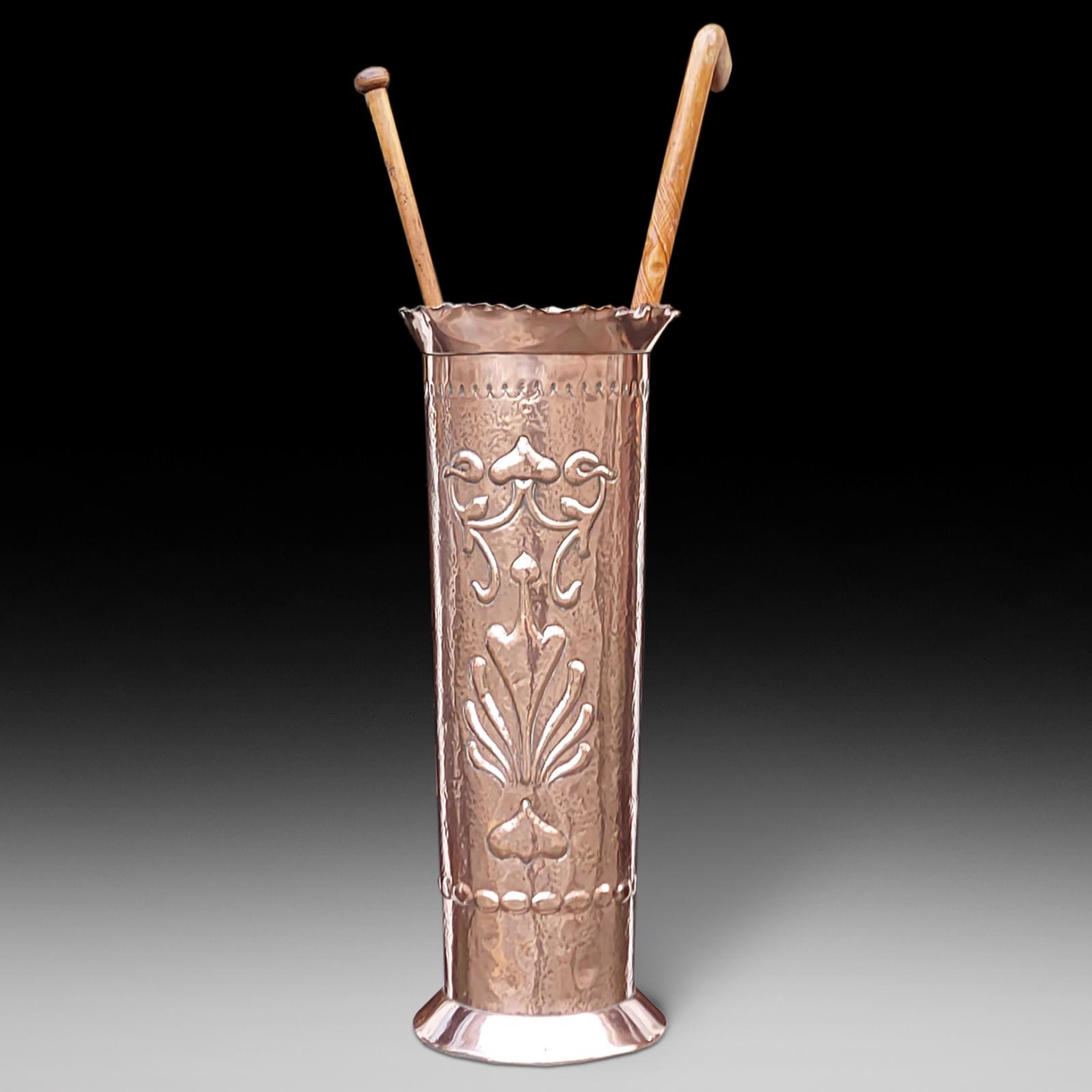 Art Nouveau Beaten Copper Stick and Umbrella Stand (1 of 9)