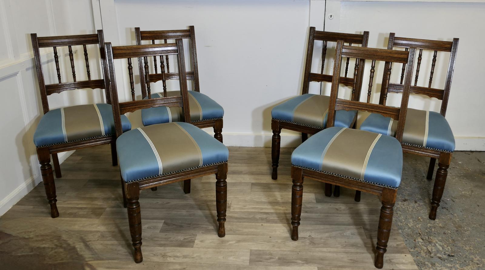 Set of 6 Edwardian Oak Dining Chairs (1 of 10)