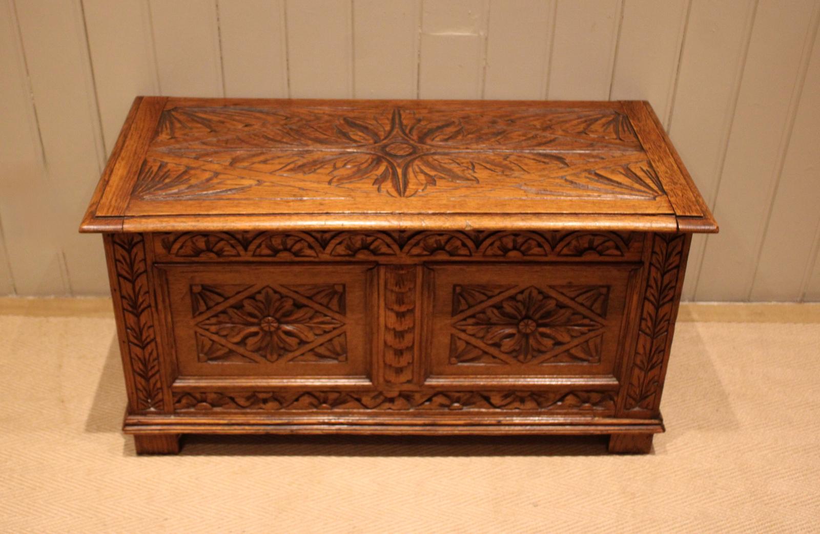 Solid Carved Golden Oak Coffer (1 of 9) Solid Carved Golden Oak Coffer (1 of 9)