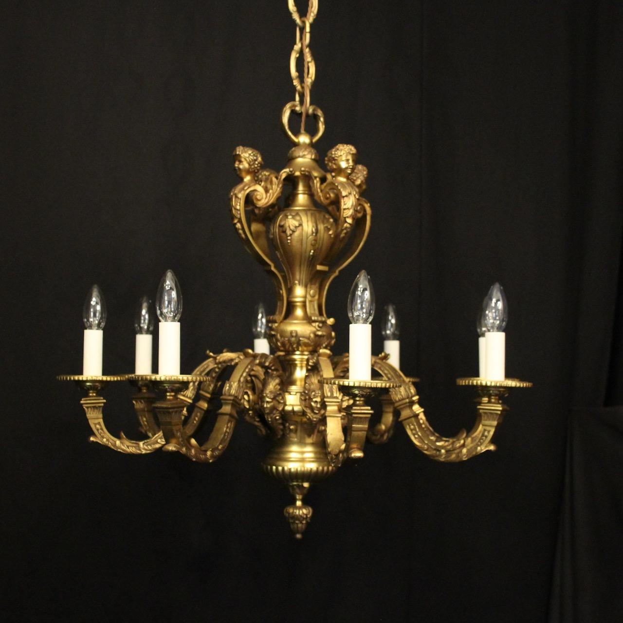 French Gilded Bronze 8 Light Antique Chandelier (1 of 10)