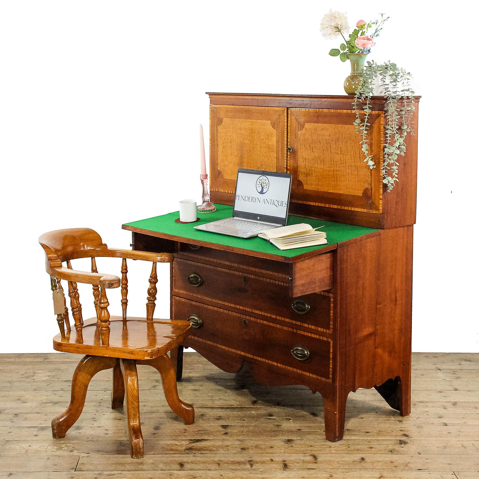 Antique Walnut and Satinwood Writing Cabinet (1 of 11)
