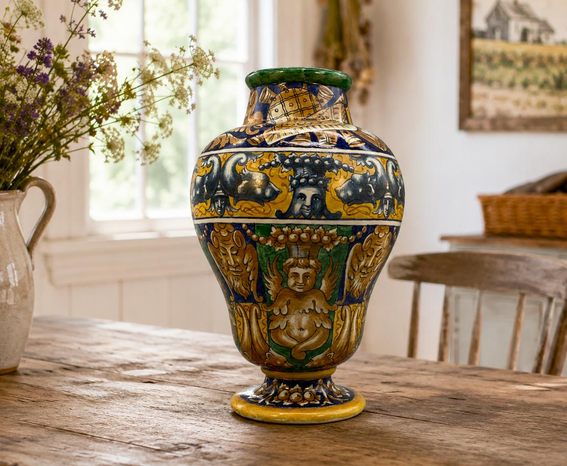 Large Italian Majolica Polychrome Vase Delft Faience 17th Century Revival (1 of 14) Large Italian Majolica Polychrome Vase Delft Faience 17th Century Revival (1 of 14)