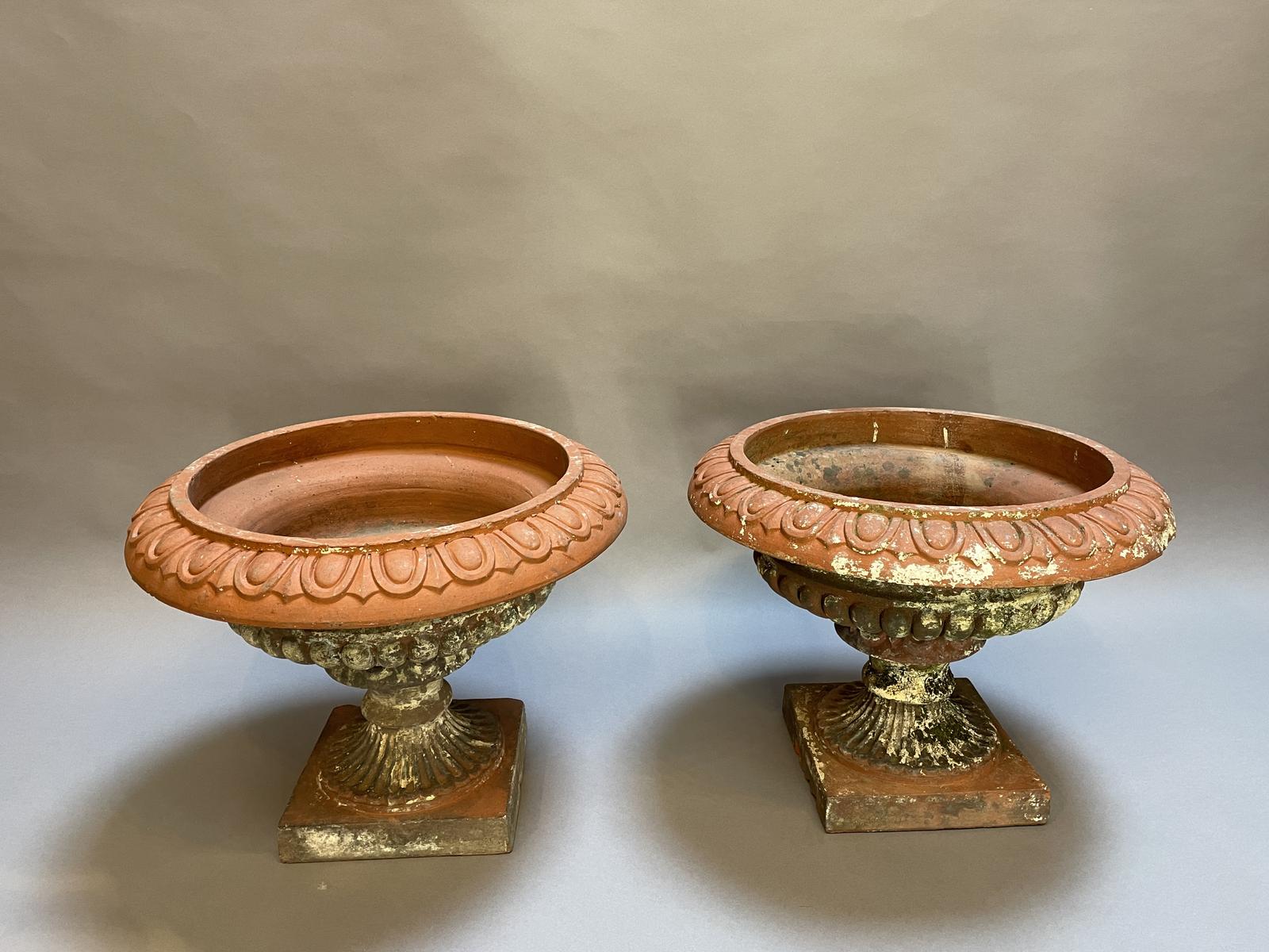 Pair of Terracotta Campana Garden Urns (1 of 11)