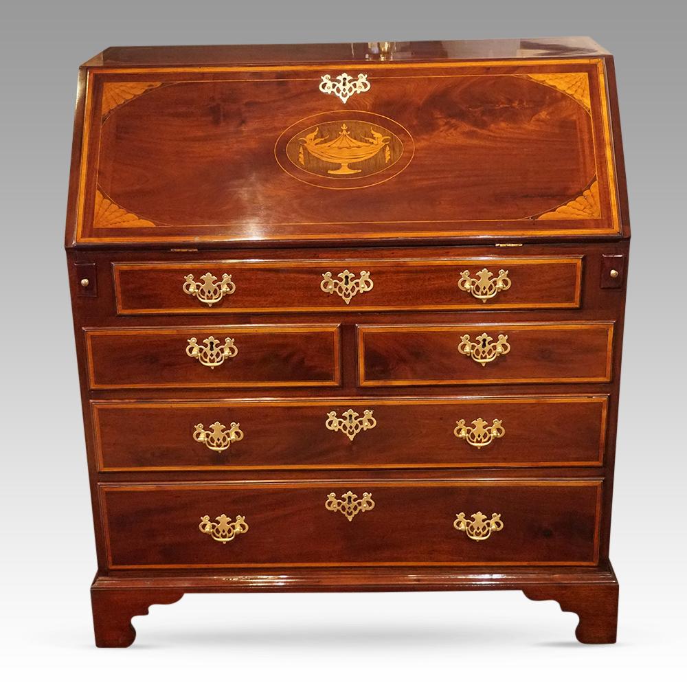 George III Inlaid Mahogany Bureau (1 of 11)