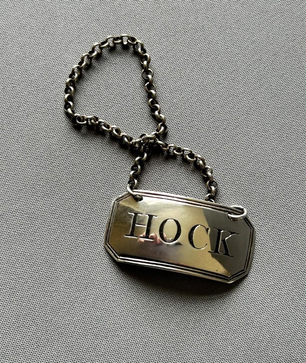 Rare Georgian Silver 'Hock' Decanter Label (1 of 4)