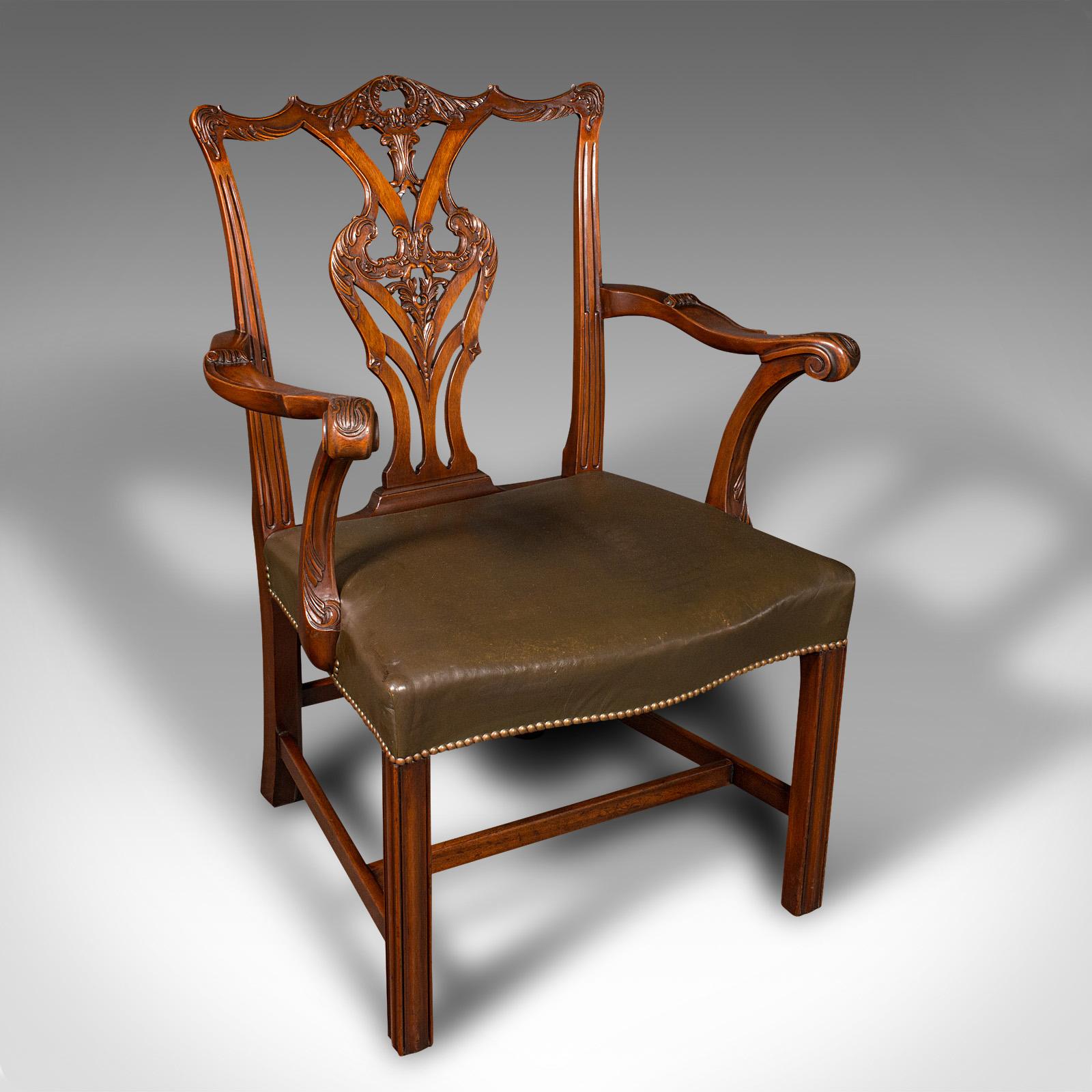 Antique Gentleman's Drawing Room Armchair, English, Chippendale Taste, Victorian (1 of 10)