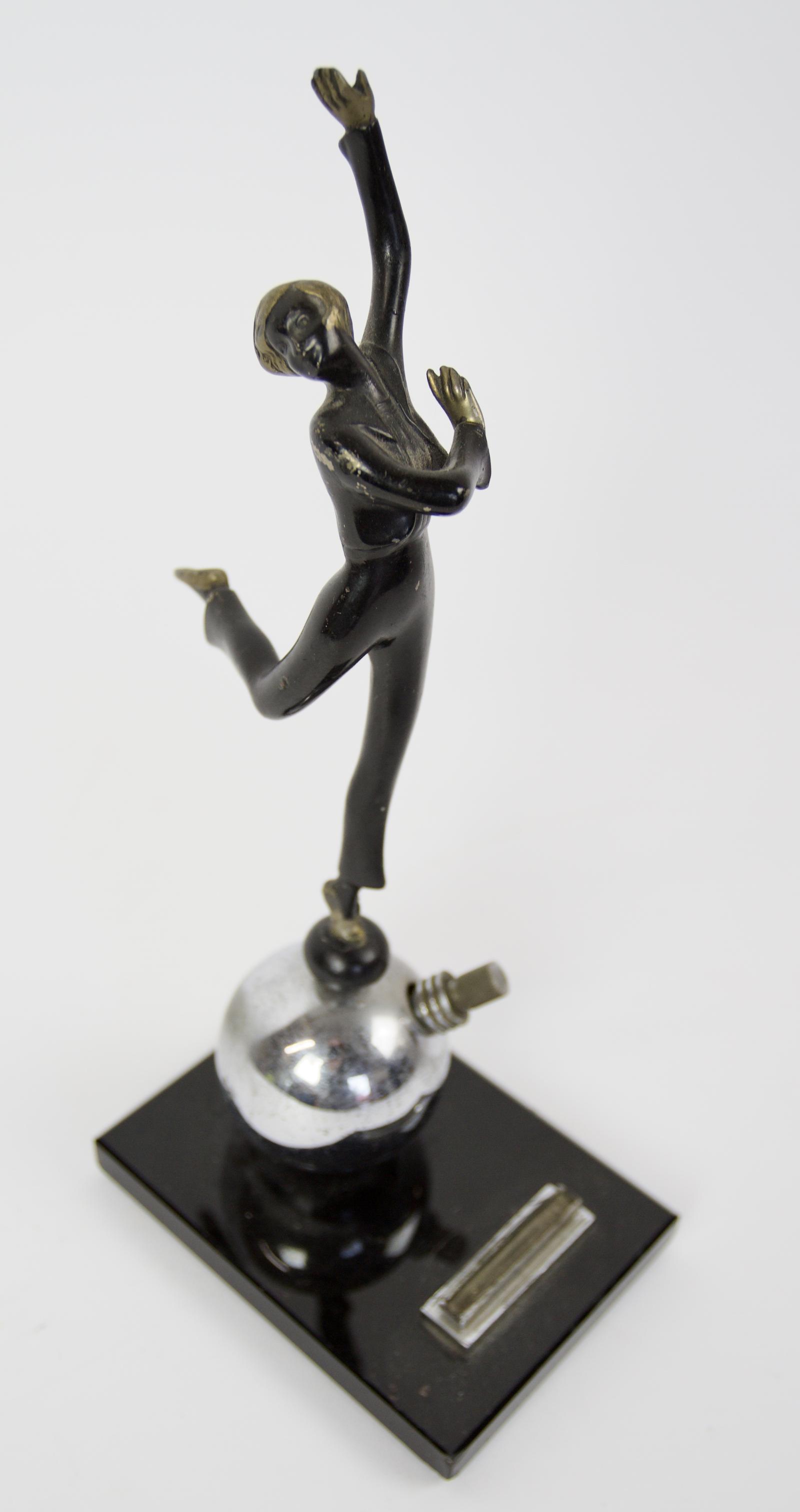 Art Deco Bronze Dancing Lady Touch Tip Lighter (1 of 8)