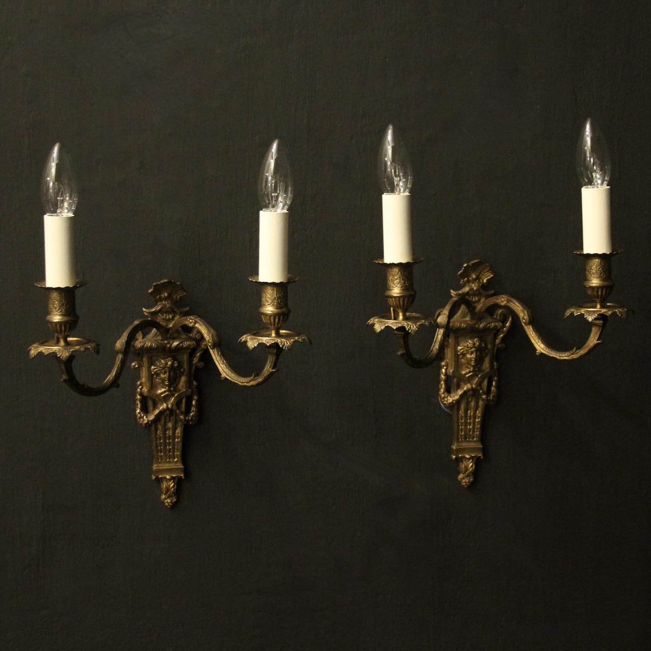 French Pair Of Bronze Antique Wall Sconces (1 of 10)