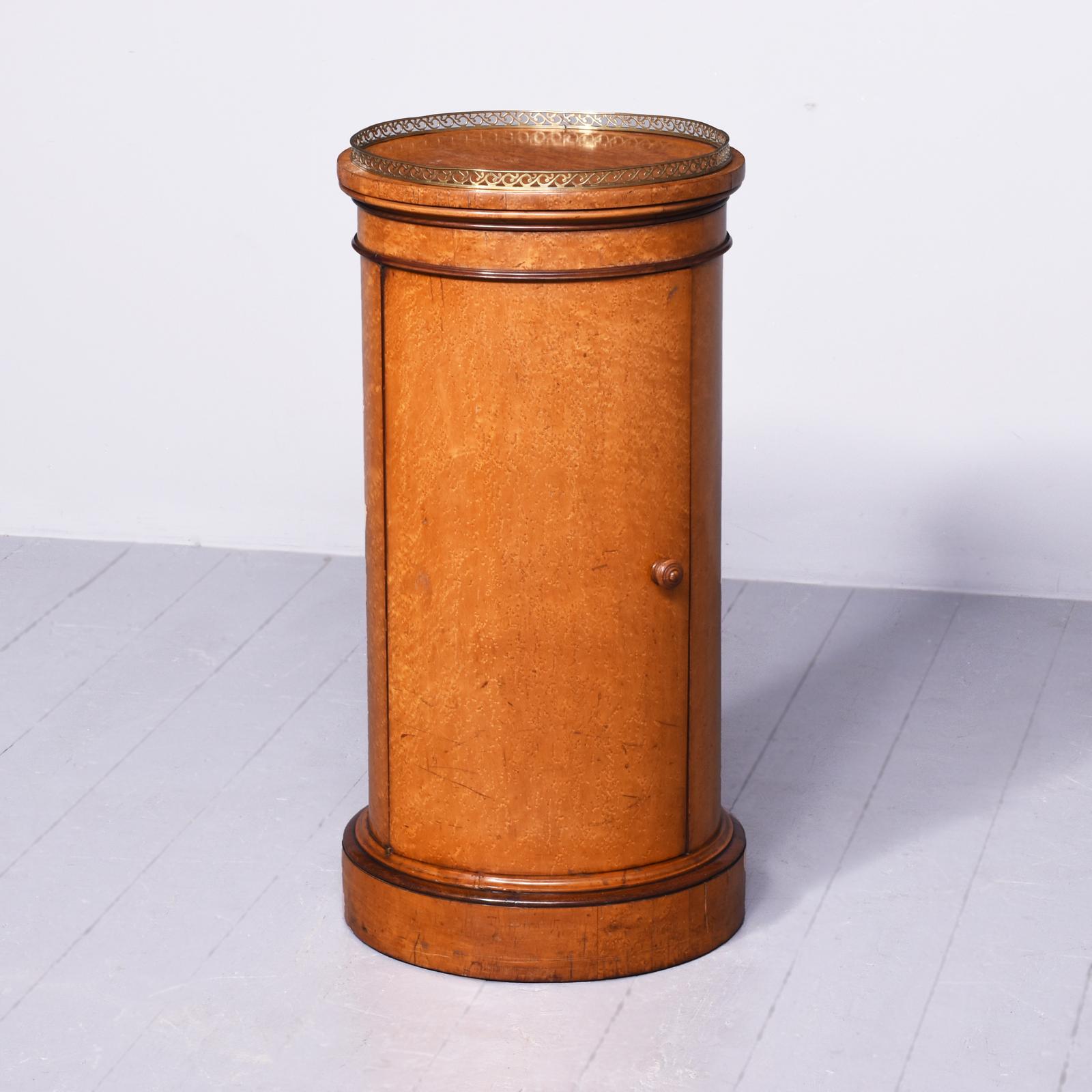 Rare Victorian Birdseye Maple Cylindrical Lampstand or Side Cabinet (1 of 8)