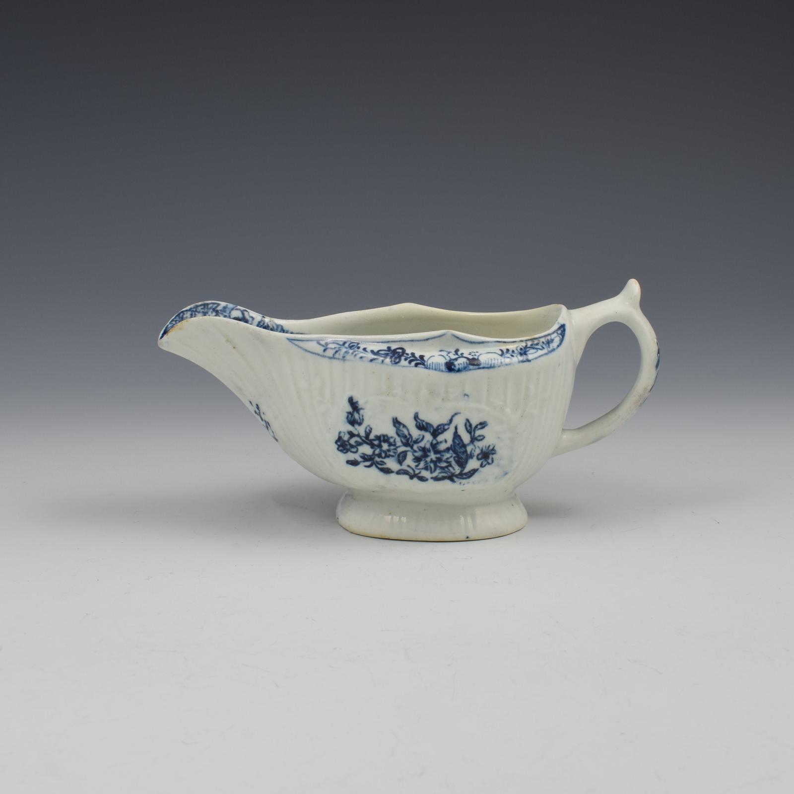Lowestoft Porcelain Blue & White Floral Printed Sauceboat c.1780 (1 of 13)