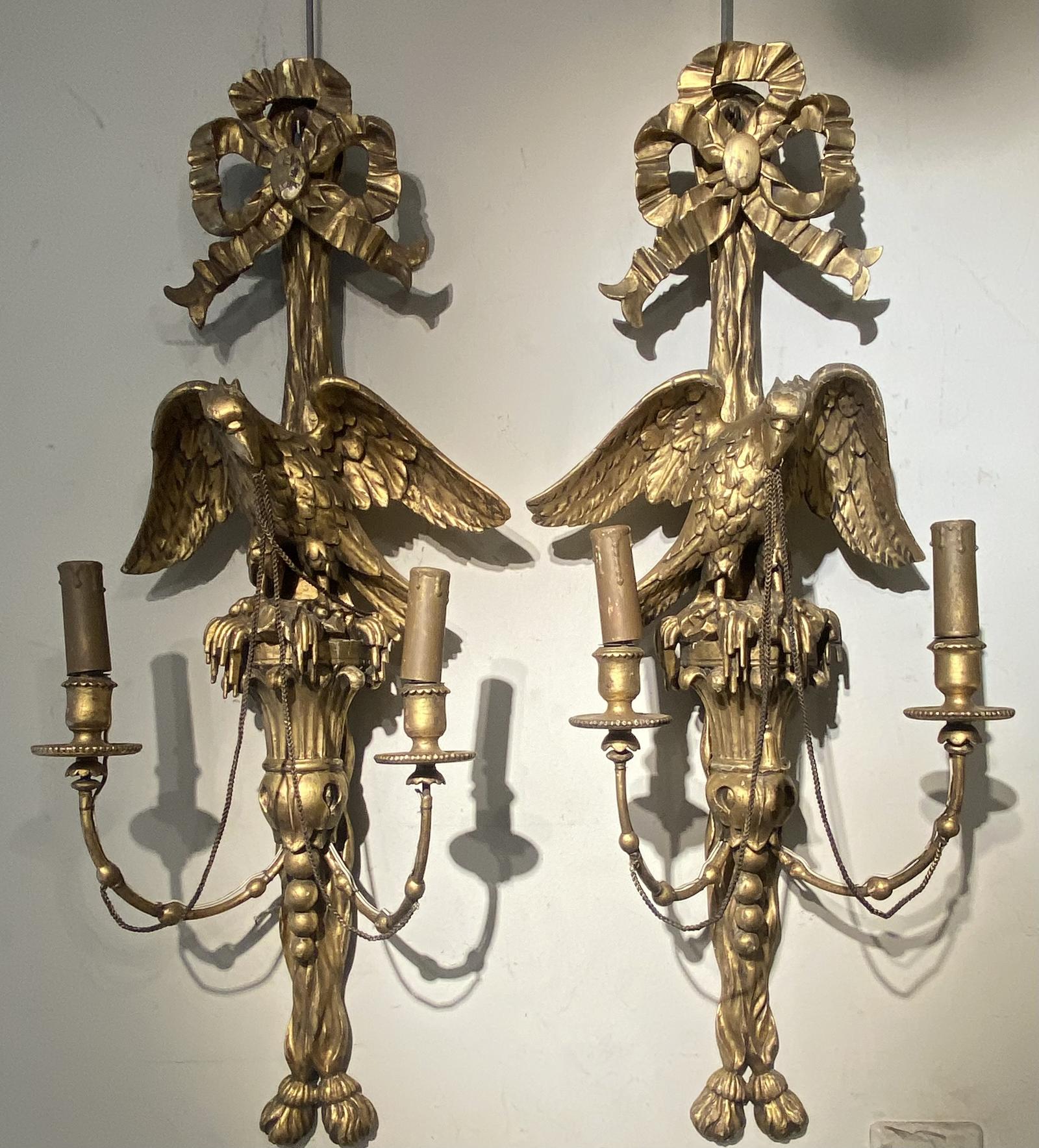 Pair of Carved Giltwood Eagle Wall Lights (1 of 6) Pair of Carved Giltwood Eagle Wall Lights (1 of 6)