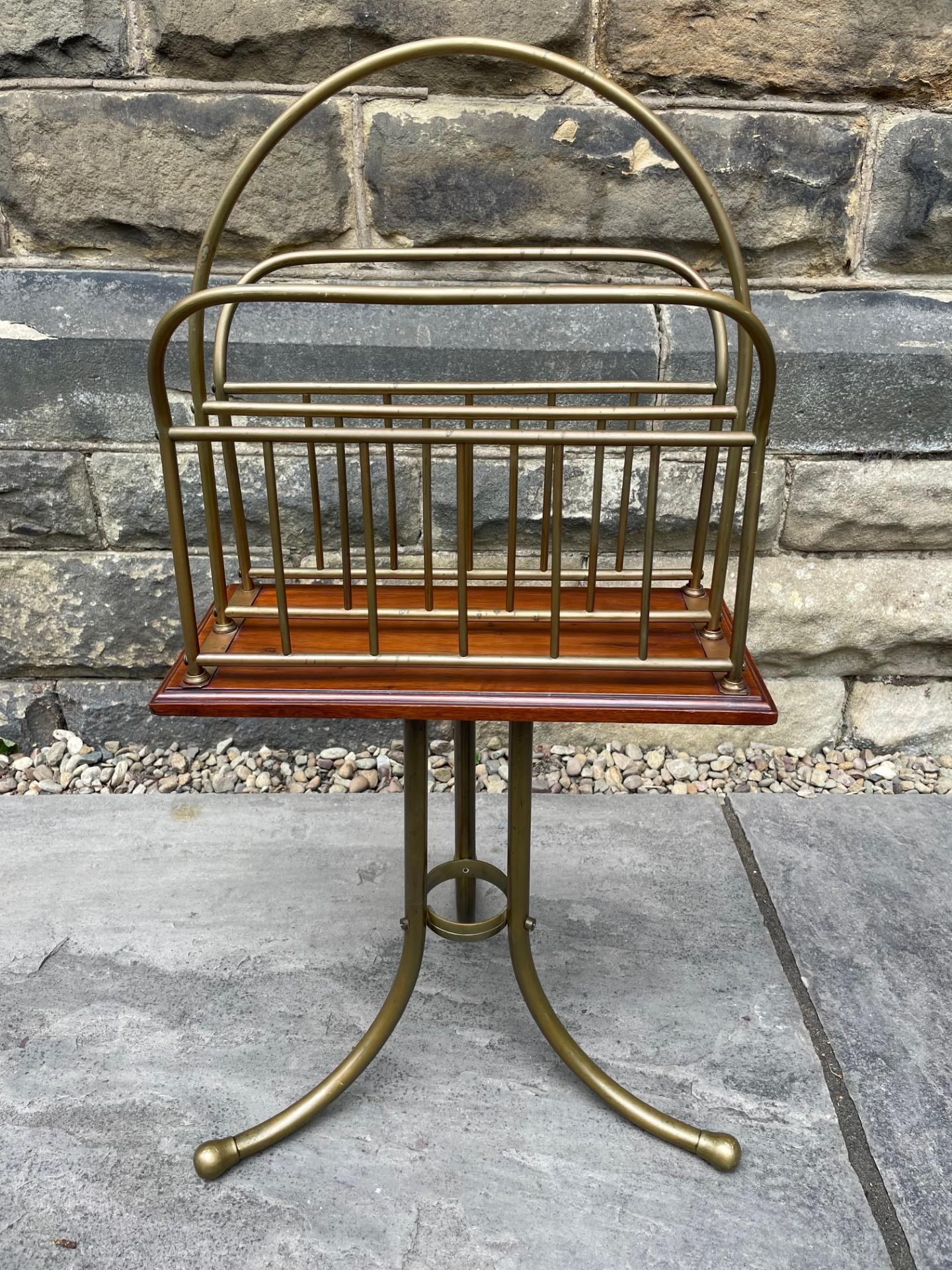 Antique Brass & Walnut Revolving Magazine Rack (1 of 8) Antique Brass & Walnut Revolving Magazine Rack (1 of 8)
