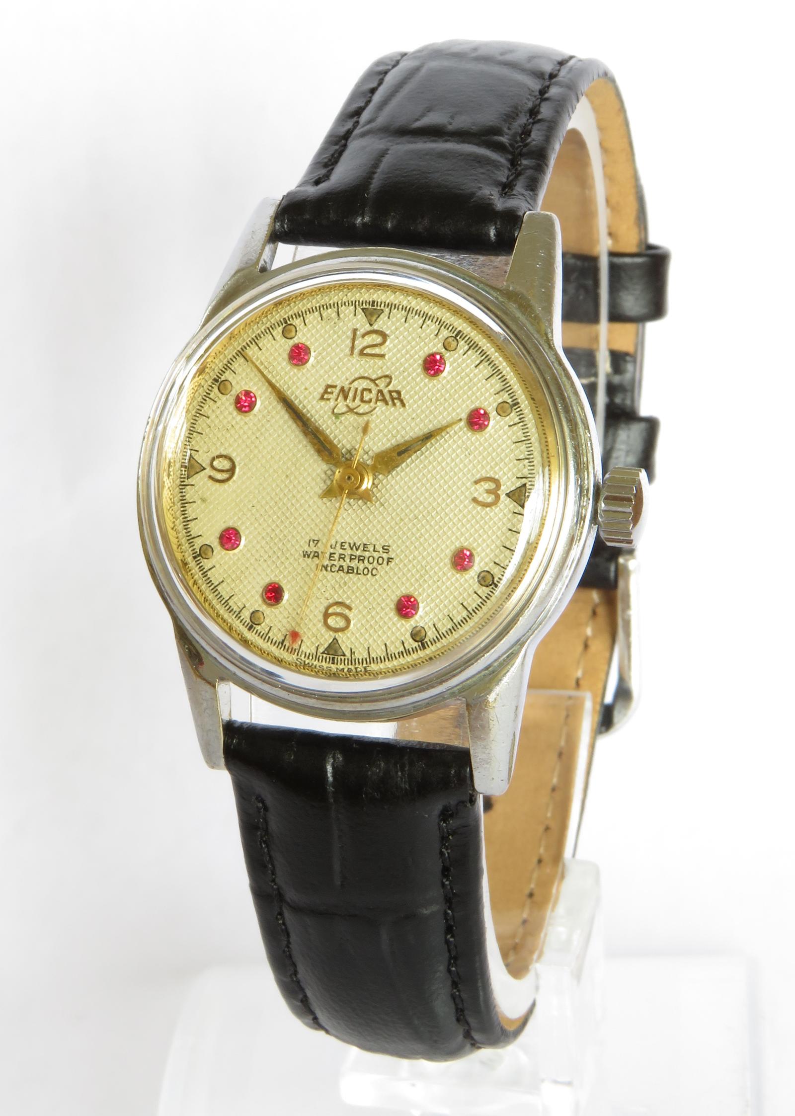 Watch : 1950s Mid-size Enicar Wrist Watch (1 of 5)