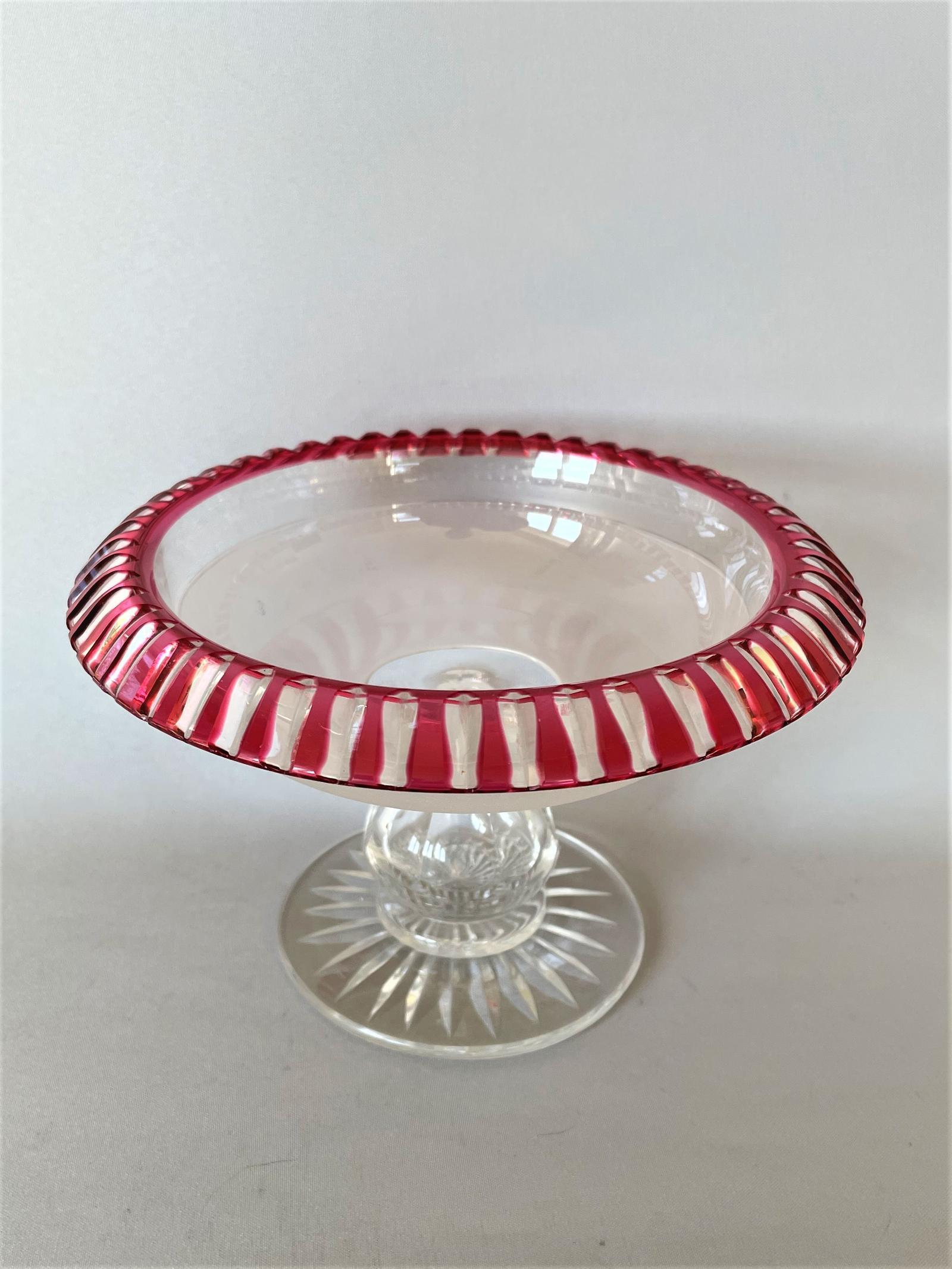 Superb Victorian Cut Glass Cranberry Border Comport (1 of 6)