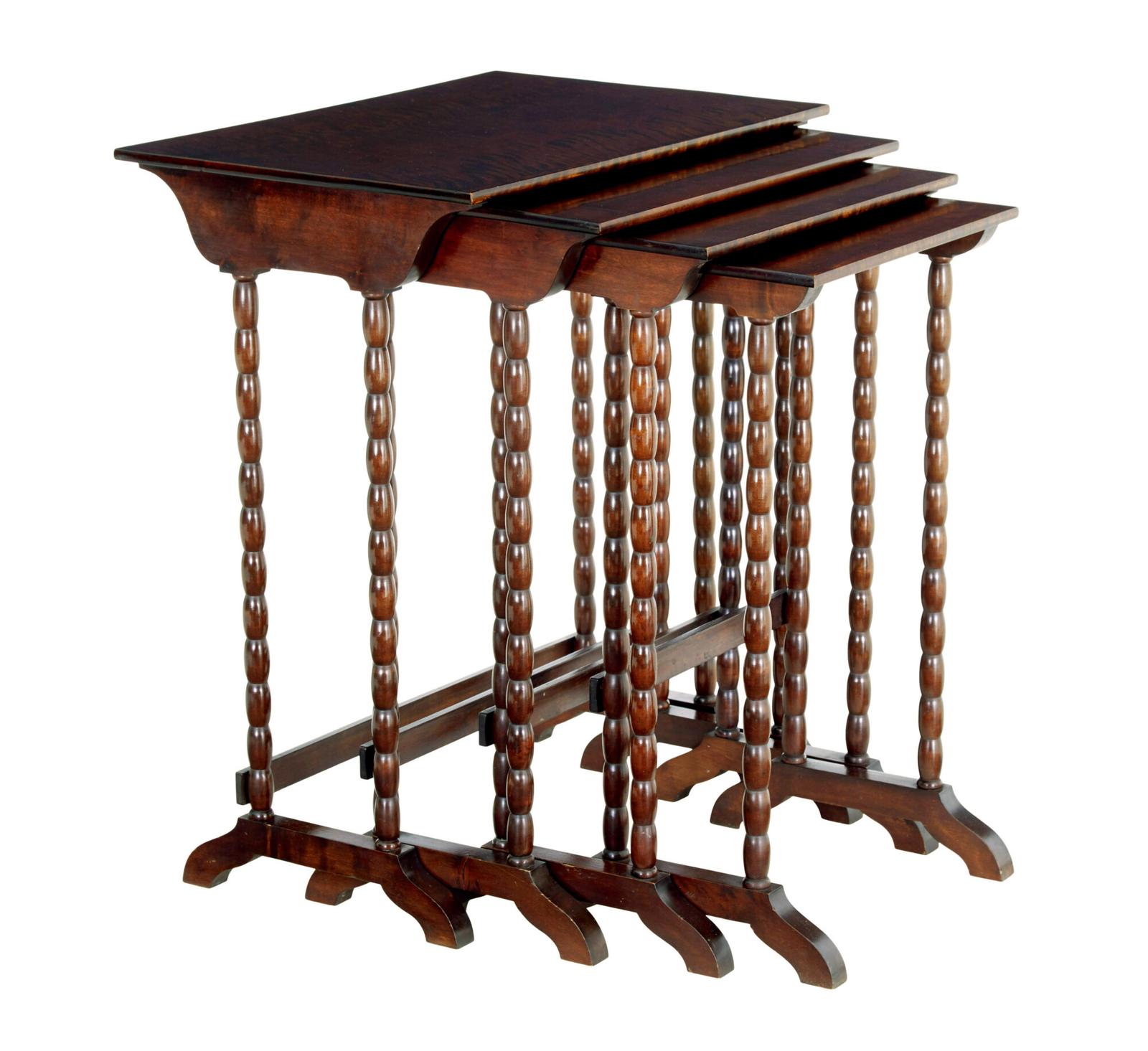 Nest of 4 Mid Century Scandinavian Birch Tables (1 of 8)