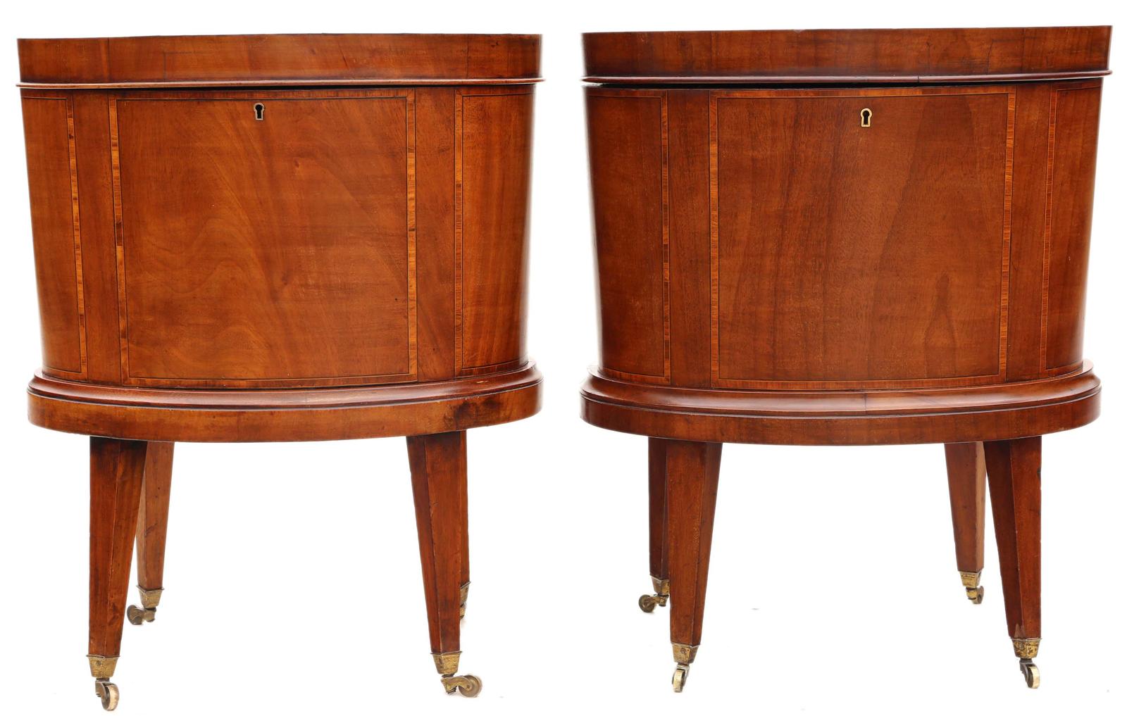 Antique Georgian Revival Pair of Inlaid Mahogany Cellarettes - Cupboards Cabinets (1 of 10)