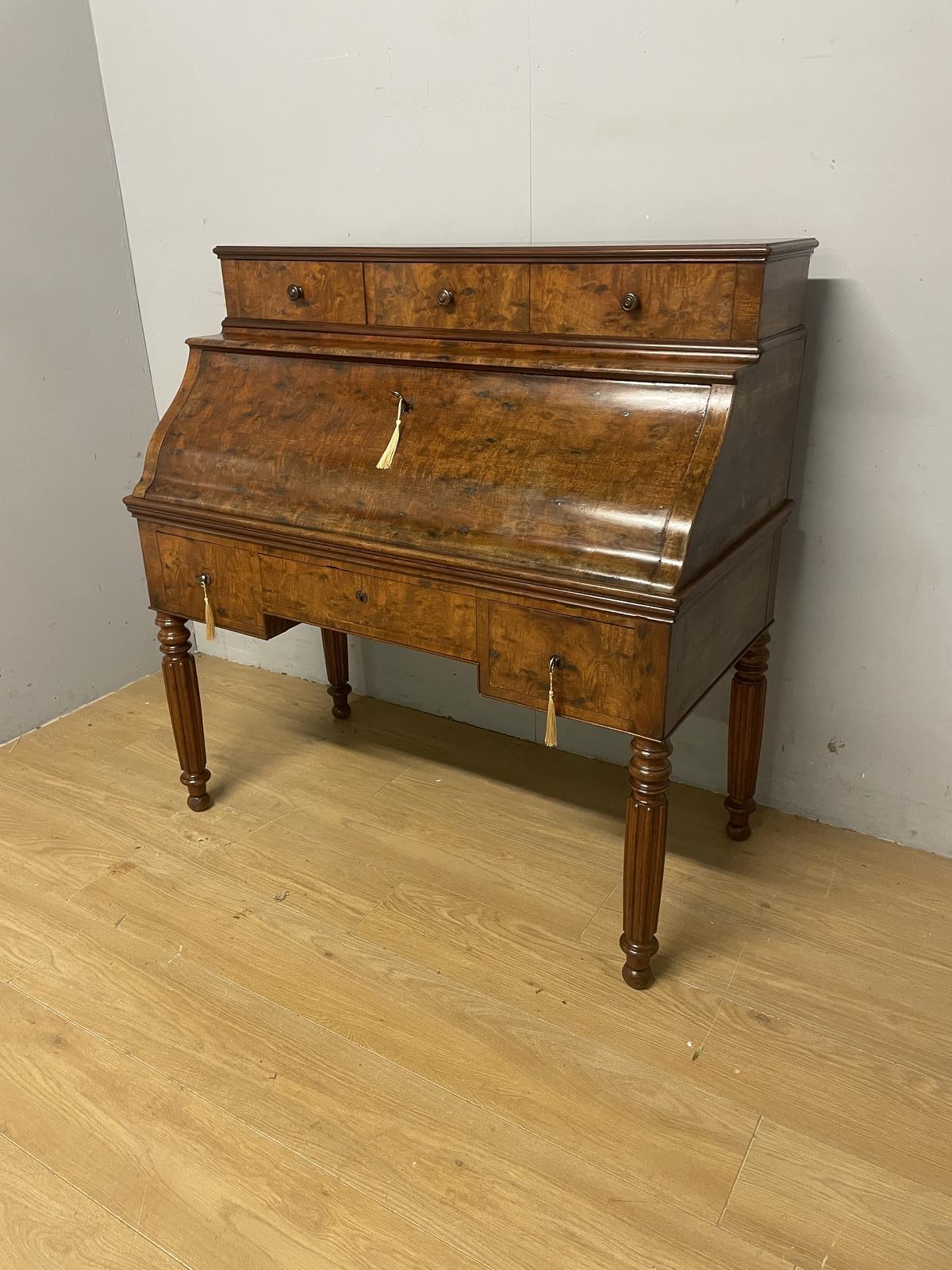 C19TH Biedermeier Plum Pudding Mahogany Cylinder Desk in Good Original Condition (1 of 17)