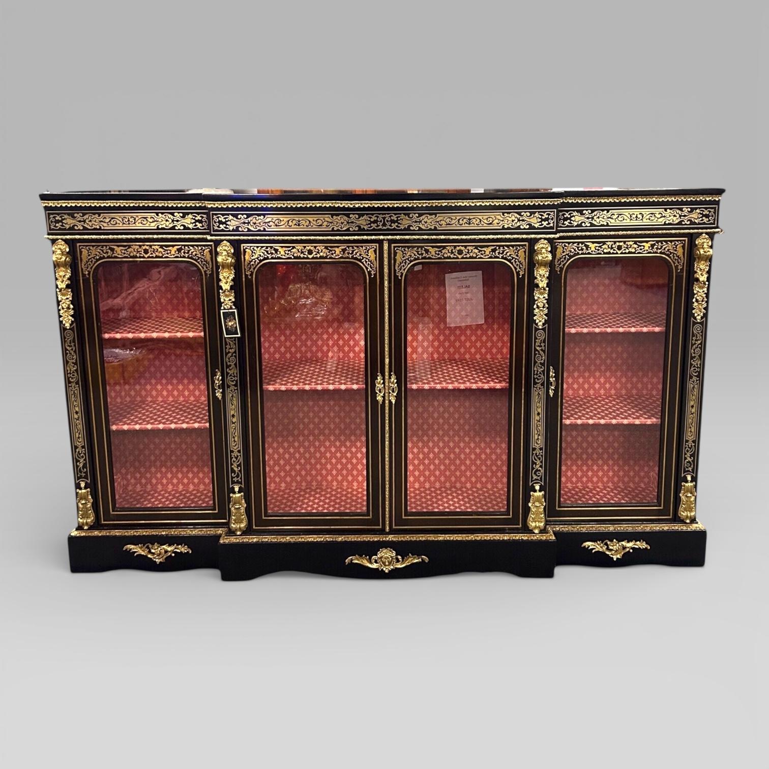 Antique Victorian Ebonised & Brass Inlaid Boulle Breakfront Credenza Sideboard (1 of 5) Antique Victorian Ebonised & Brass Inlaid Boulle Breakfront Credenza Sideboard (1 of 5)