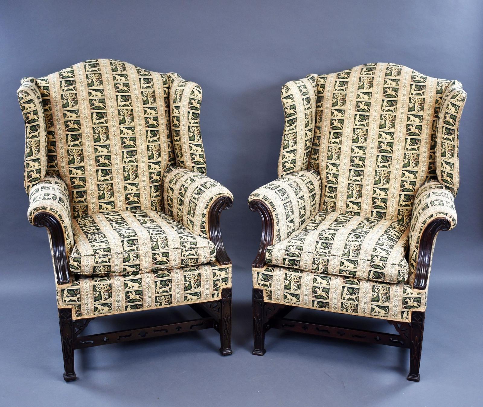 Pair of Victorian Wing Back Armchairs (1 of 13)