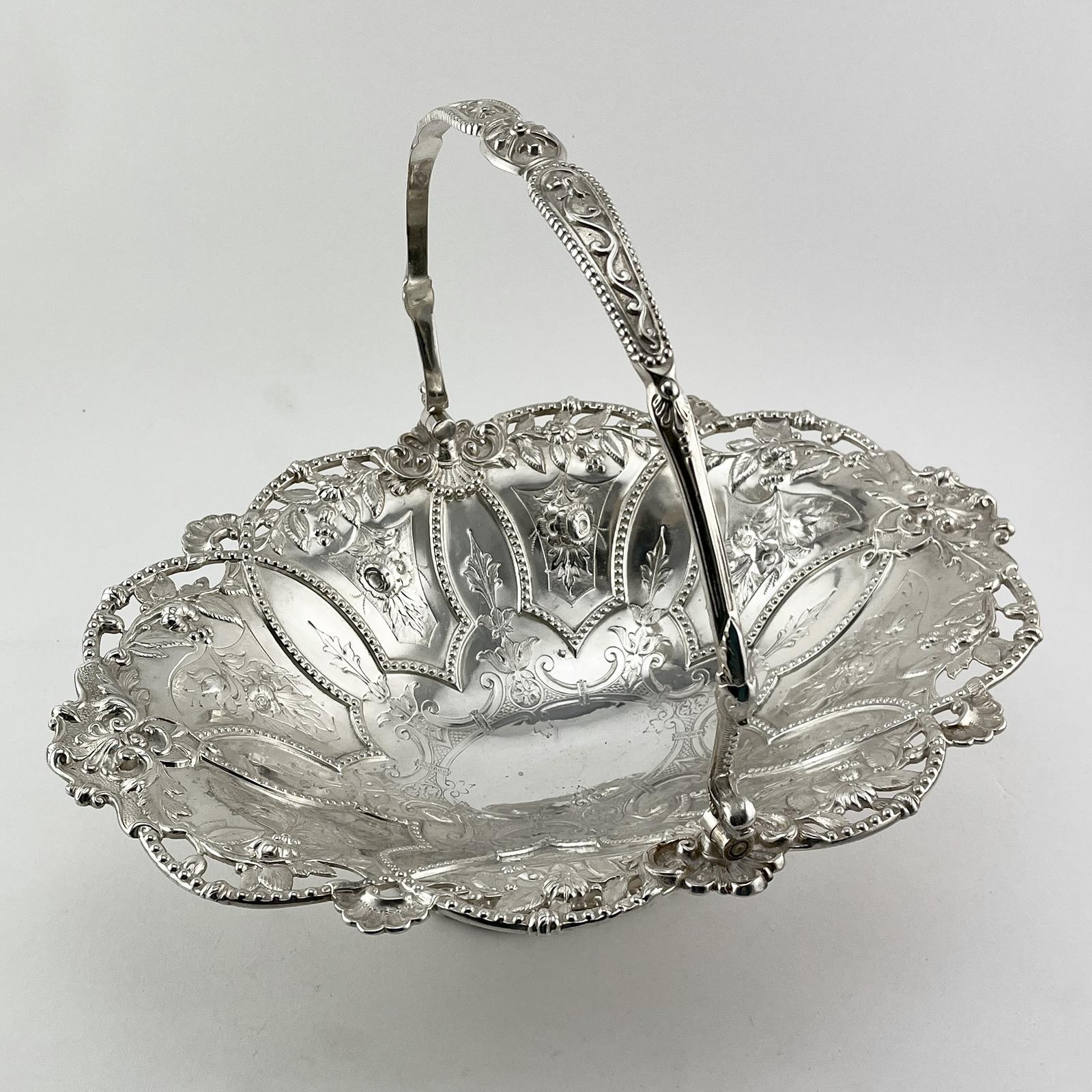Large Victorian Oval Silver Plated Basket (1 of 8)
