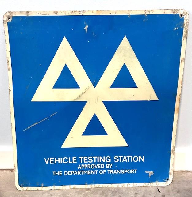 Original & Authentic Vintage Metal Ministry of Transport Vehicle Testing Station Sign (1 of 2)