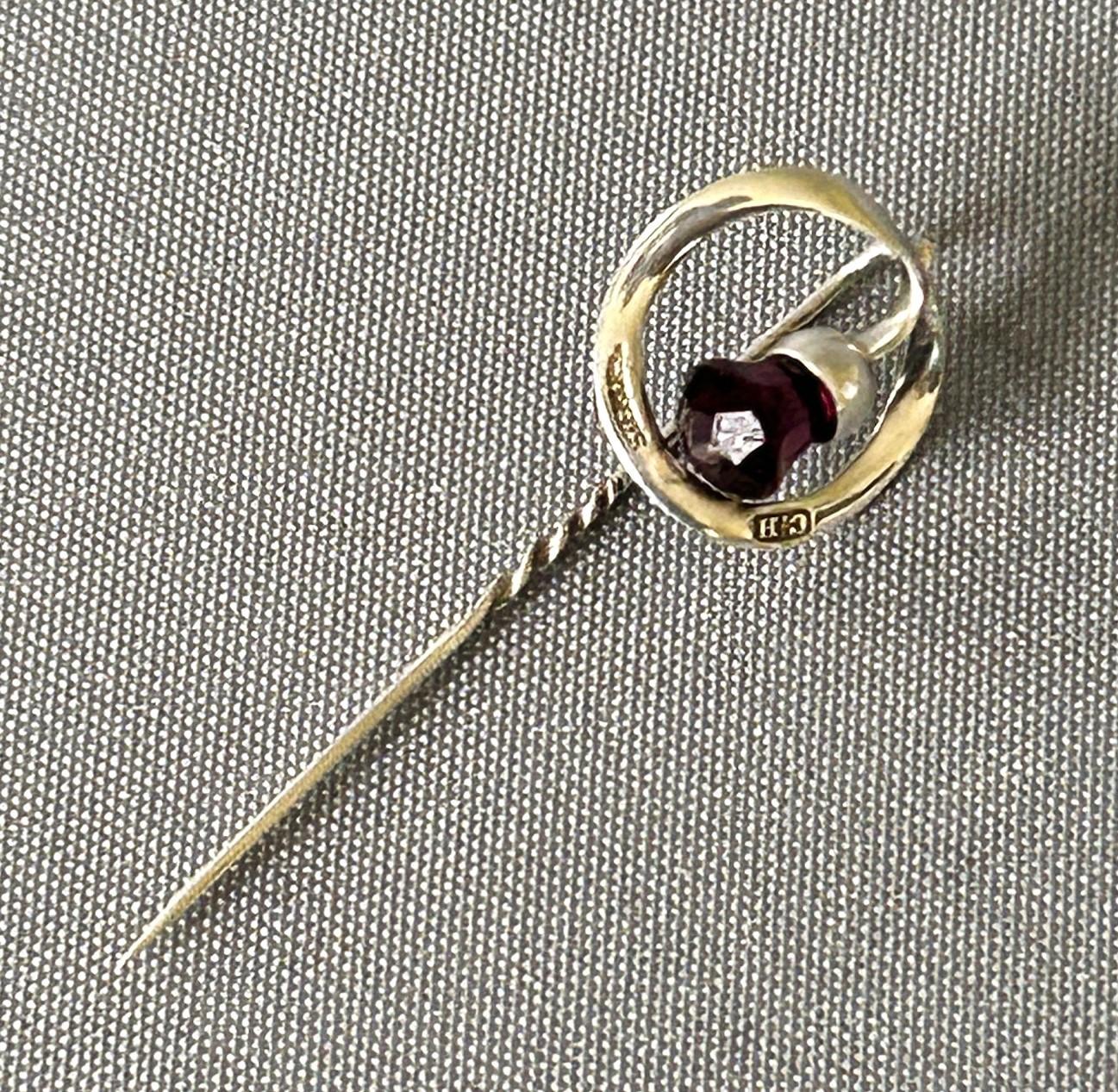 Charles Horner Edwardian Silver & Amethyst Paste Stick Pin (1 of 4)