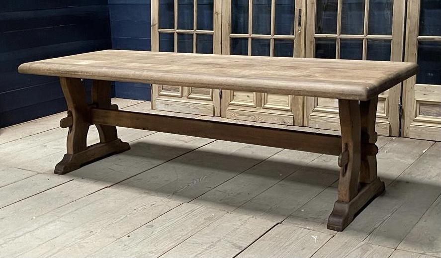 Large French Bleached Oak Refectory Farmhouse Dining Table (1 of 1)