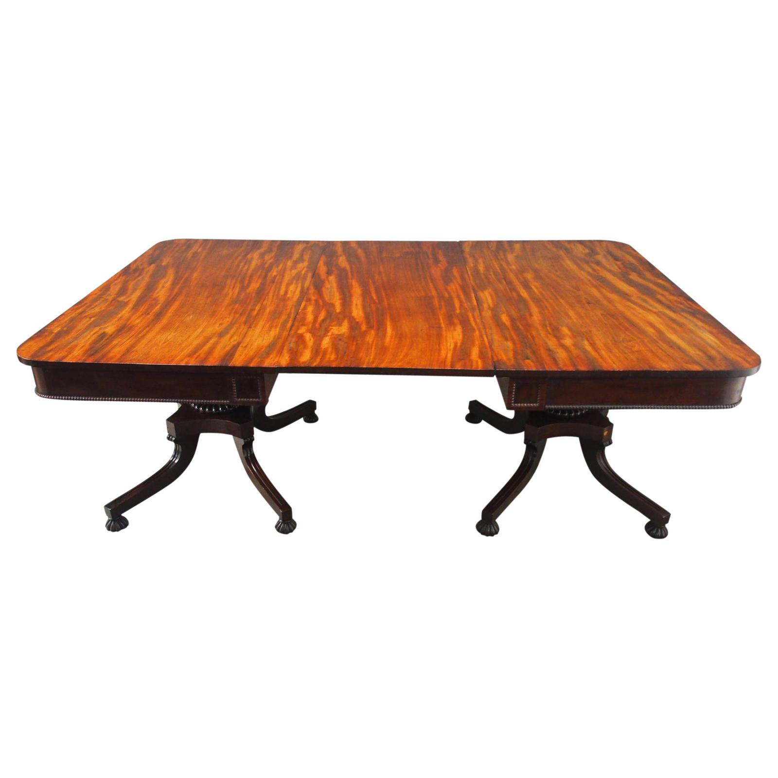 Antique Regency Mahogany Twin Pillar Dining Table (1 of 16)