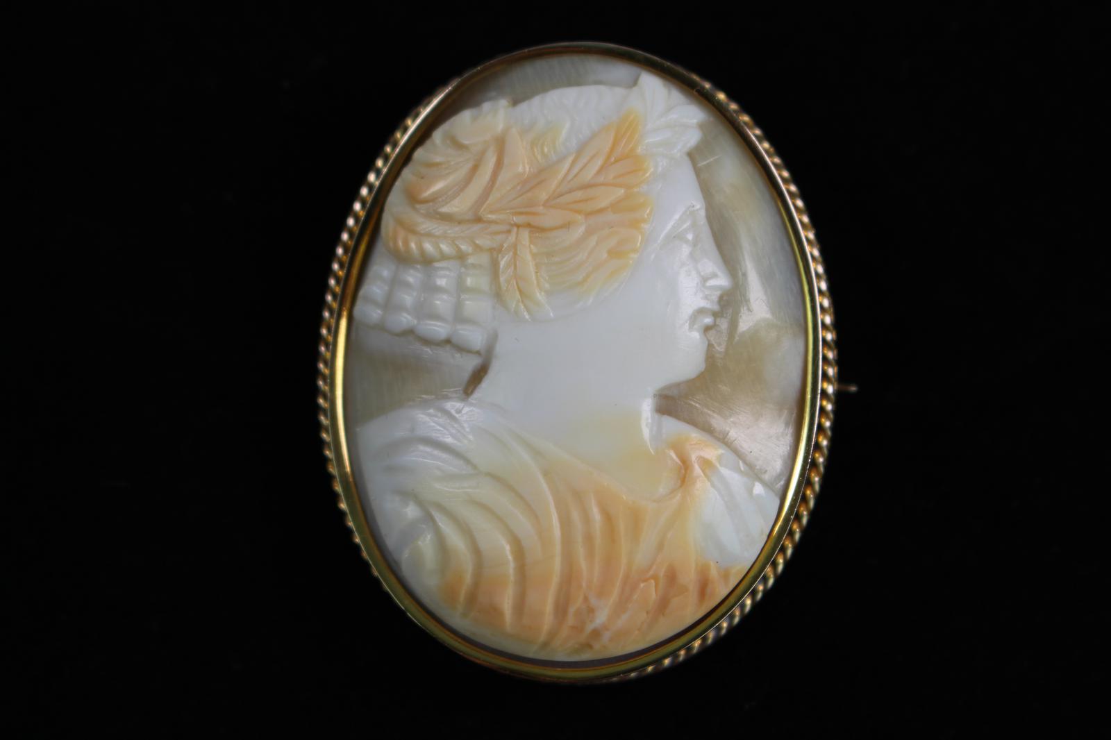 Gold mounted cameo brooch (1 of 4) Gold mounted cameo brooch (1 of 4)