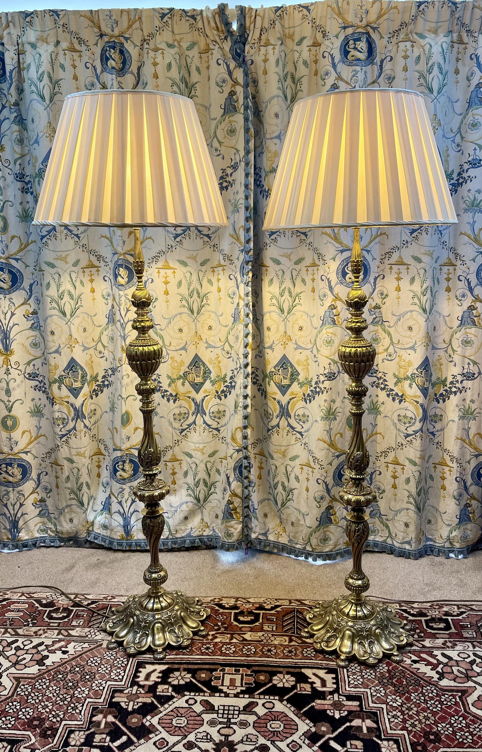 Pair of Cast Brass Standard Lamps (1 of 20)