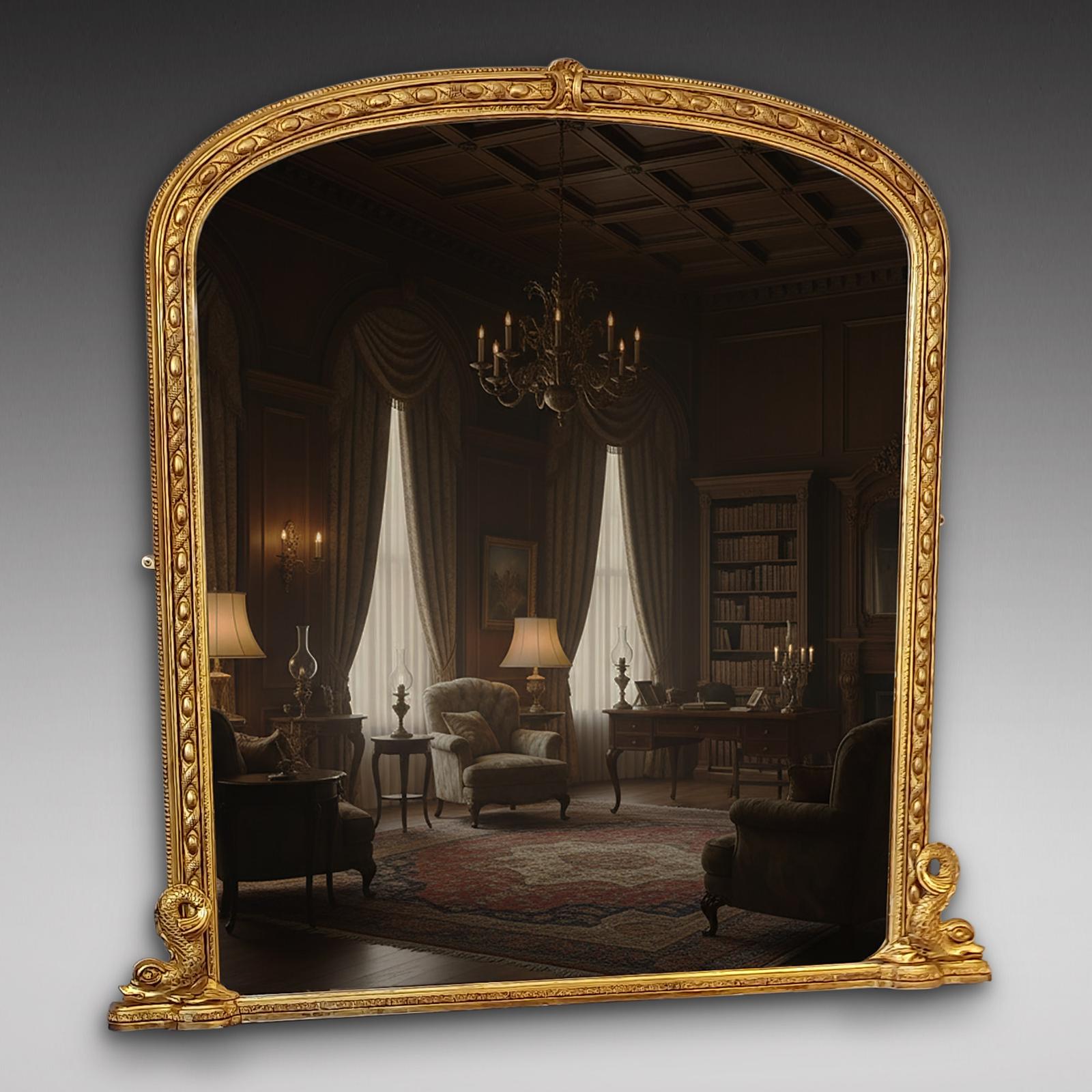 Victorian Giltwood & Gesso Overmantle Wall Mirror (1 of 10)