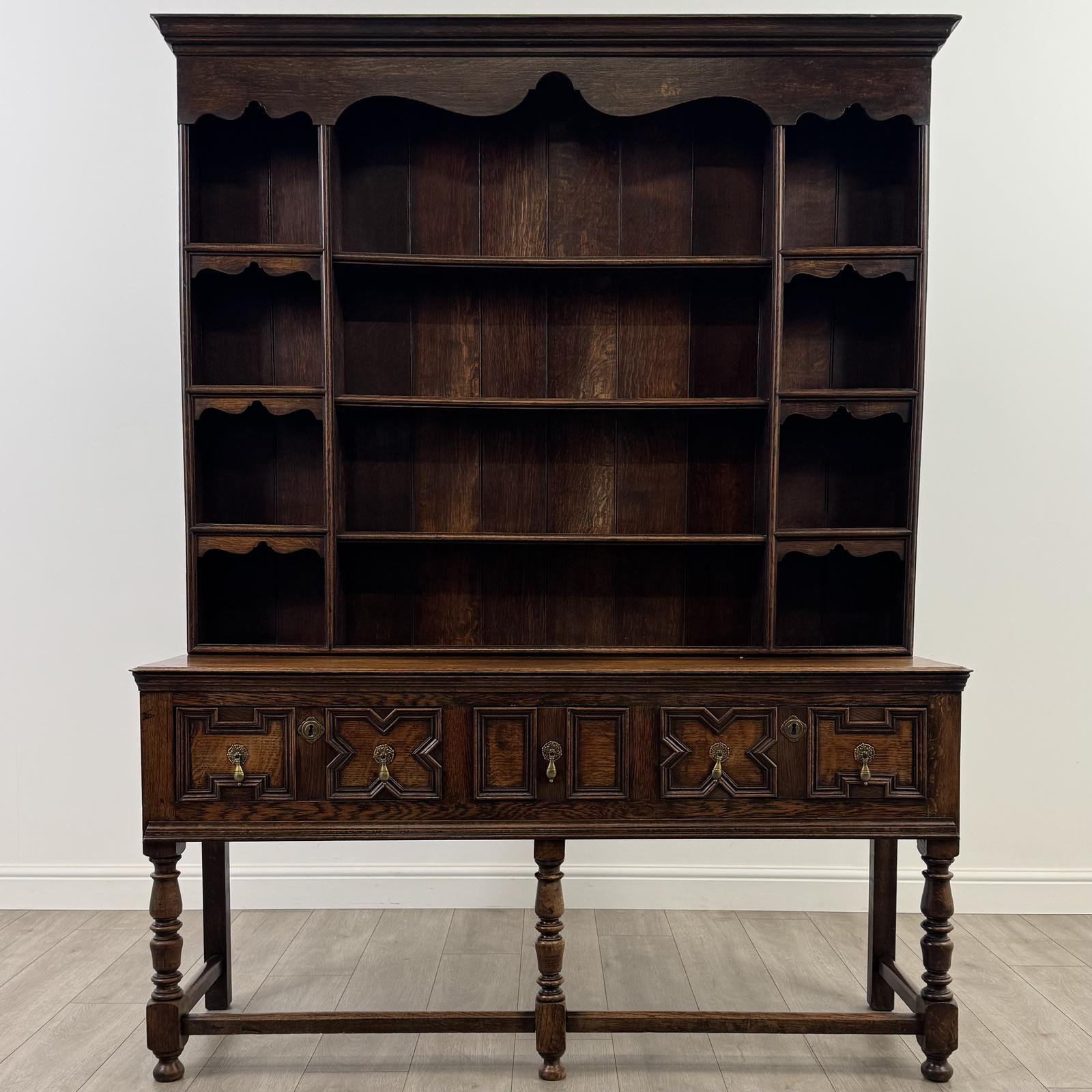 Antique 19th Century Geometric Jacobean Style Dresser in Oak (1 of 11)
