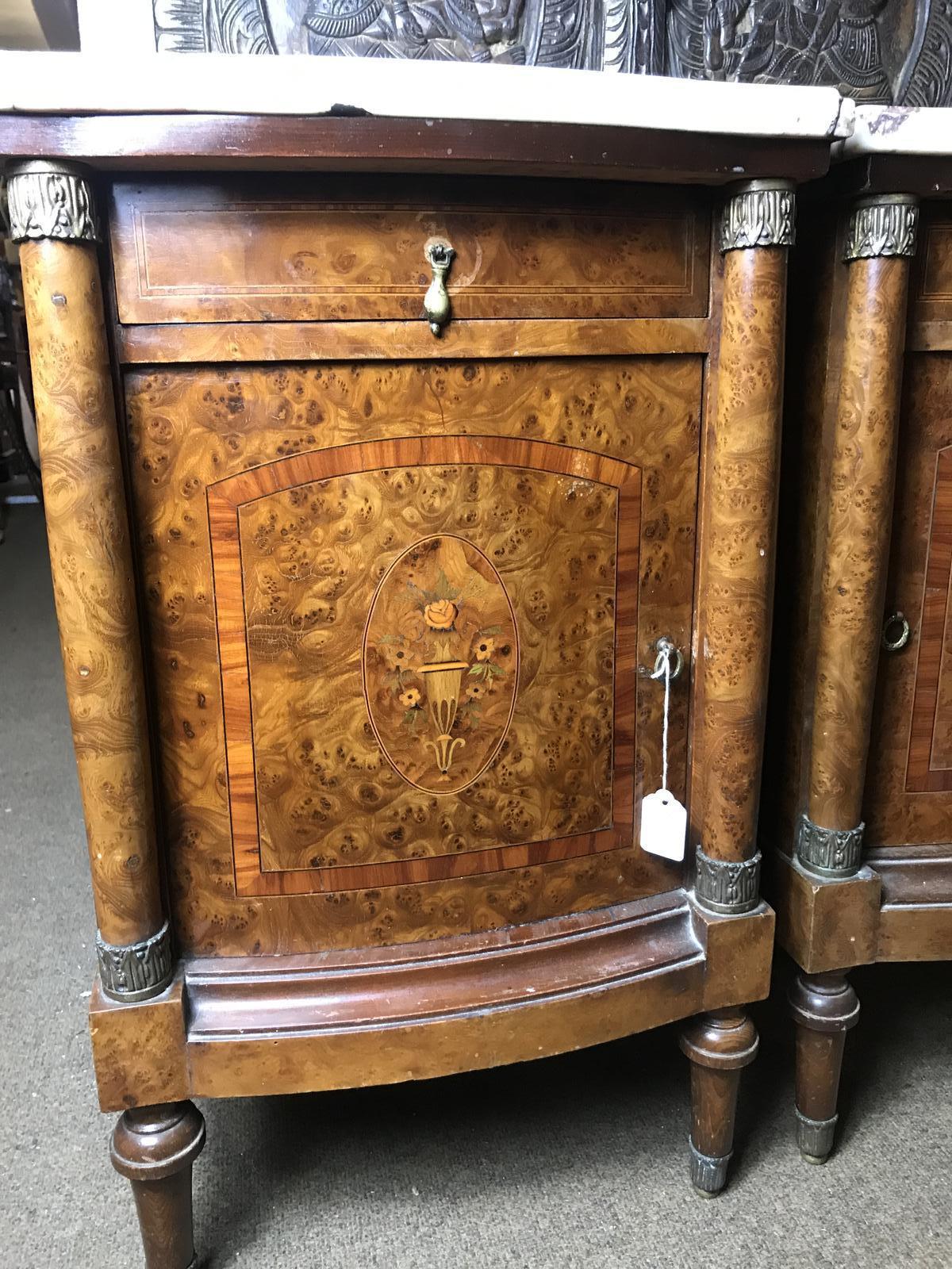 Pair of French Marble Top Bedside Cabinets (1 of 1)