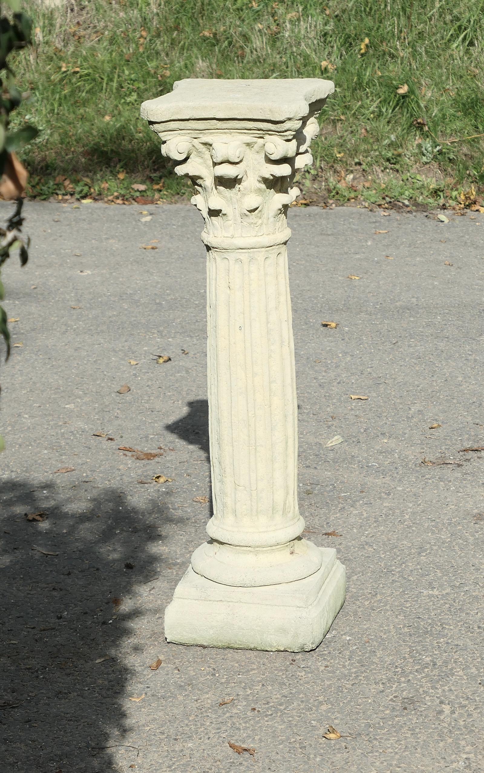 A Weathered Cast Stone Classical Corinthian Column Pedestal (1 of 7)