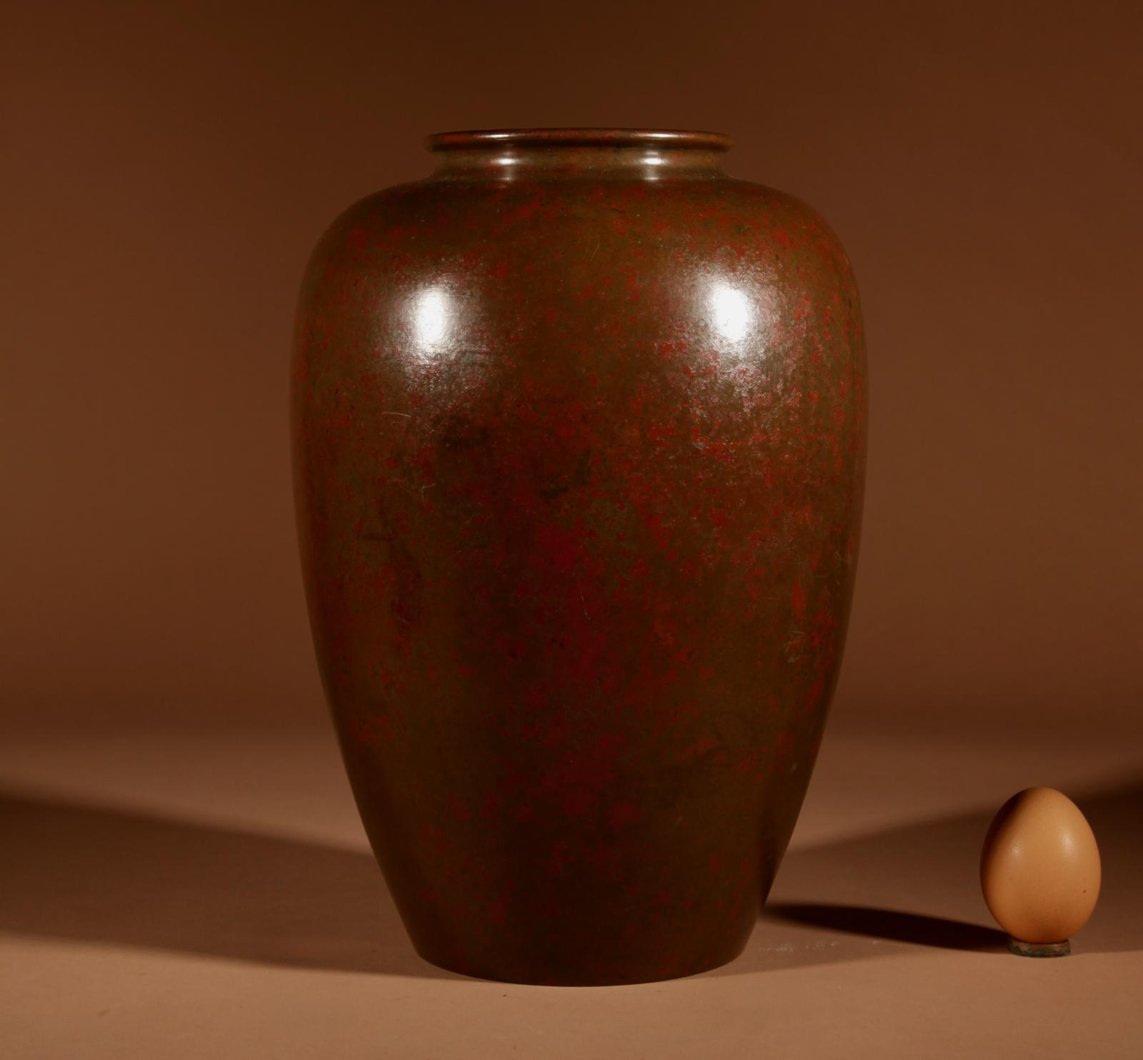 Japanese Very Stylish Bronze Original Patinated Vase (1 of 4)