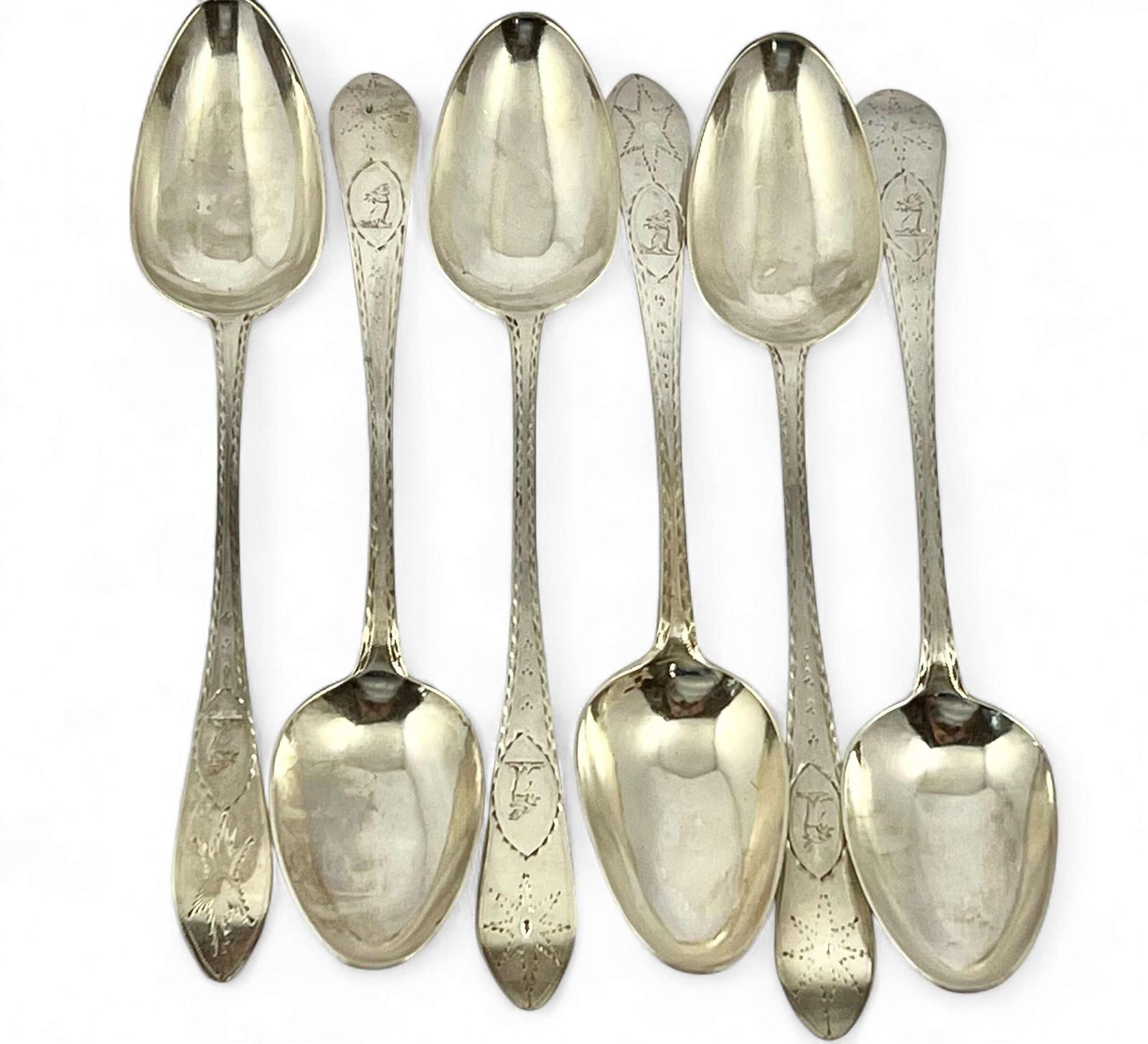 Set of 6 Antique Irish Provincial Silver Dessert Spoons - Terry & Williams of Cork (1 of 5)