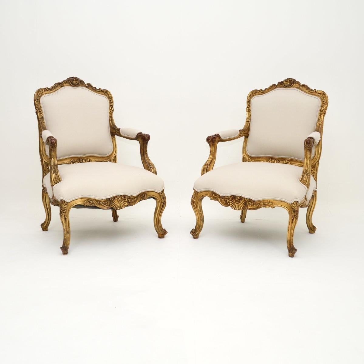 Pair of French Giltwood Armchairs (1 of 13) Pair of French Giltwood Armchairs (1 of 13)